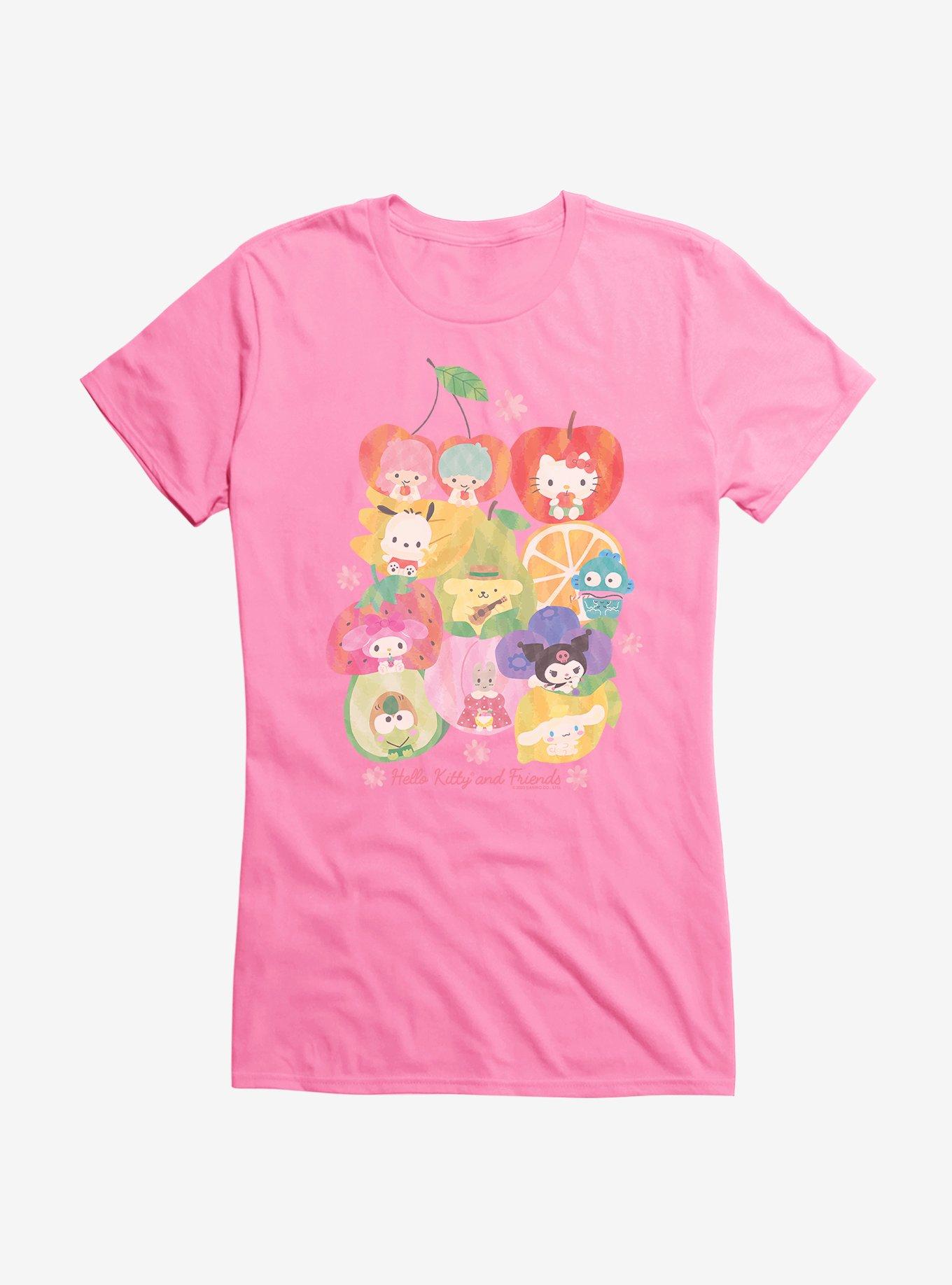 Hello Kitty And Friends Fruit Background Portrait Girls T-Shirt, , hi-res