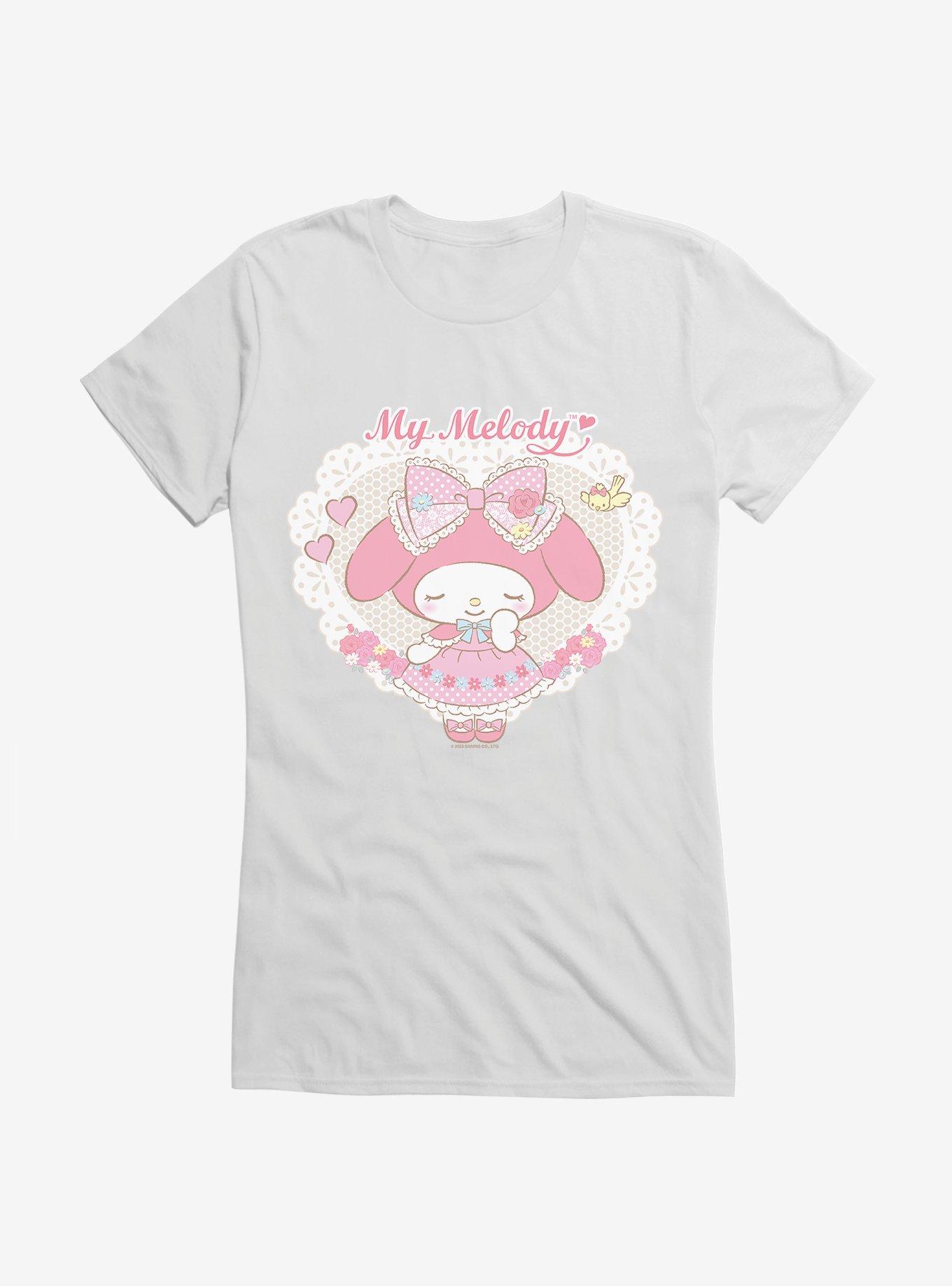 My Melody Framed Garden Portrait Girls T-Shirt, WHITE, hi-res