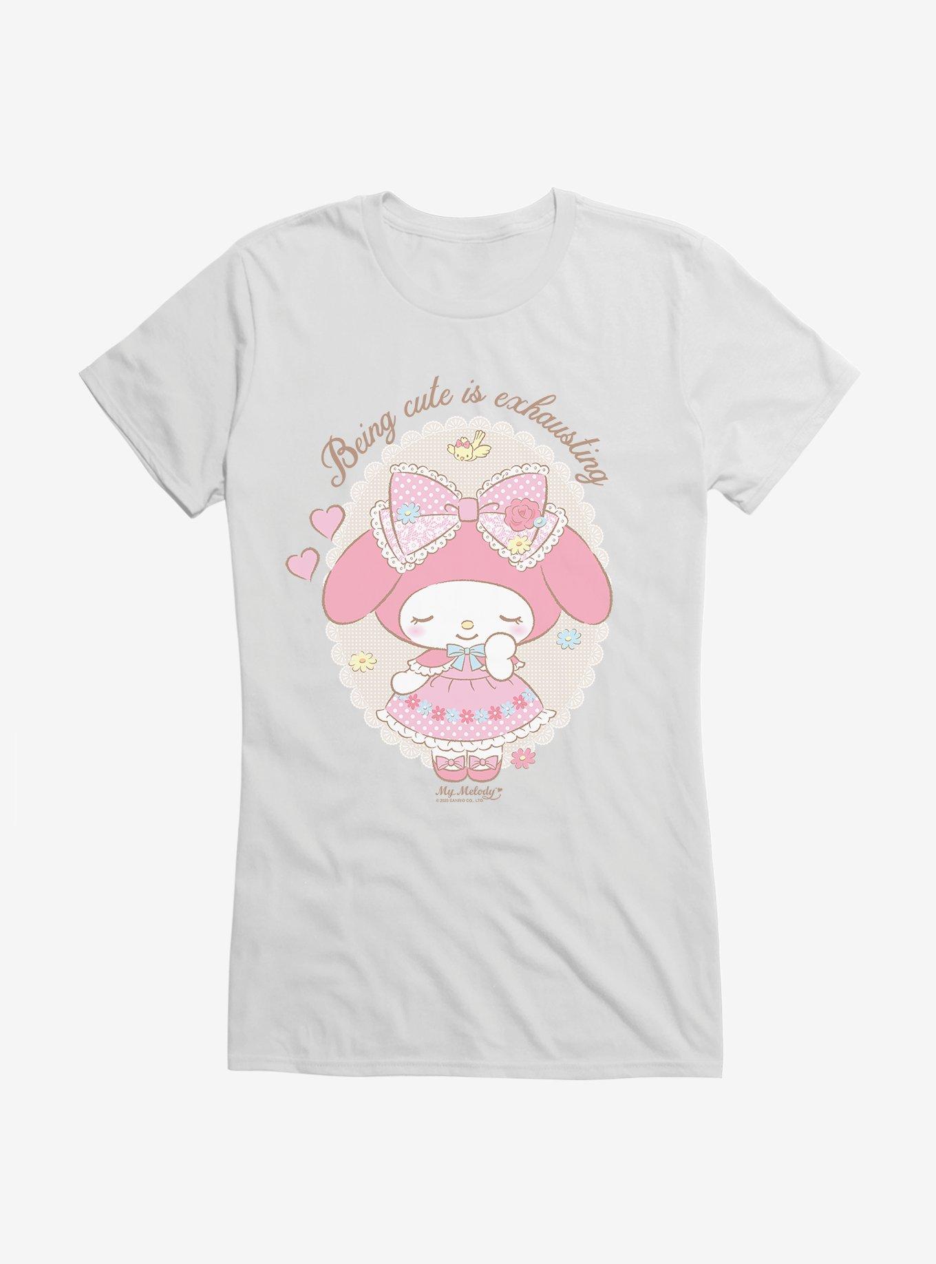 My Melody Being Cute Is Exhausting Girls T-Shirt, WHITE, hi-res