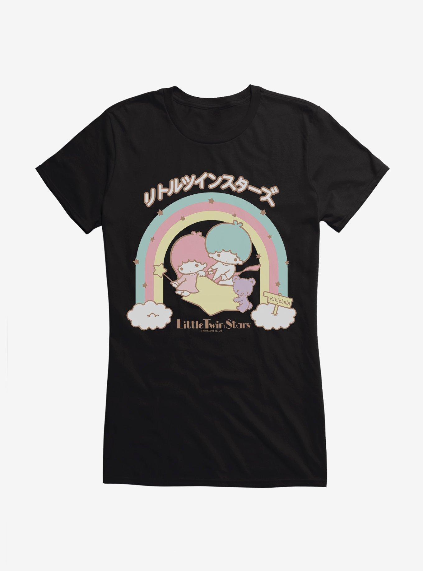 Little Twin Stars Kiki And Lala Rainbow Girls T-Shirt, BLACK, hi-res