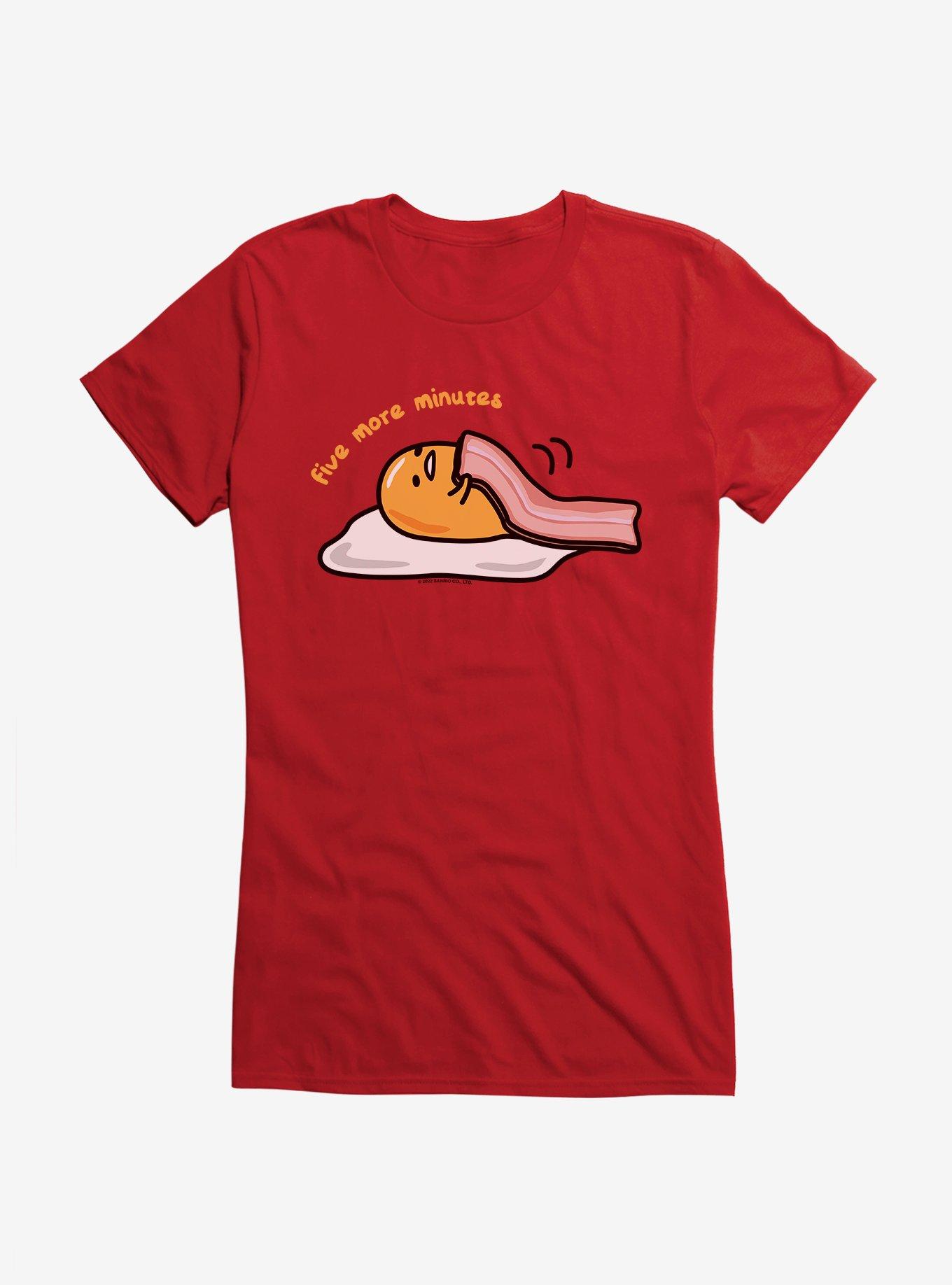 Gudetama Five More Minutes Girls T-Shirt, RED, hi-res