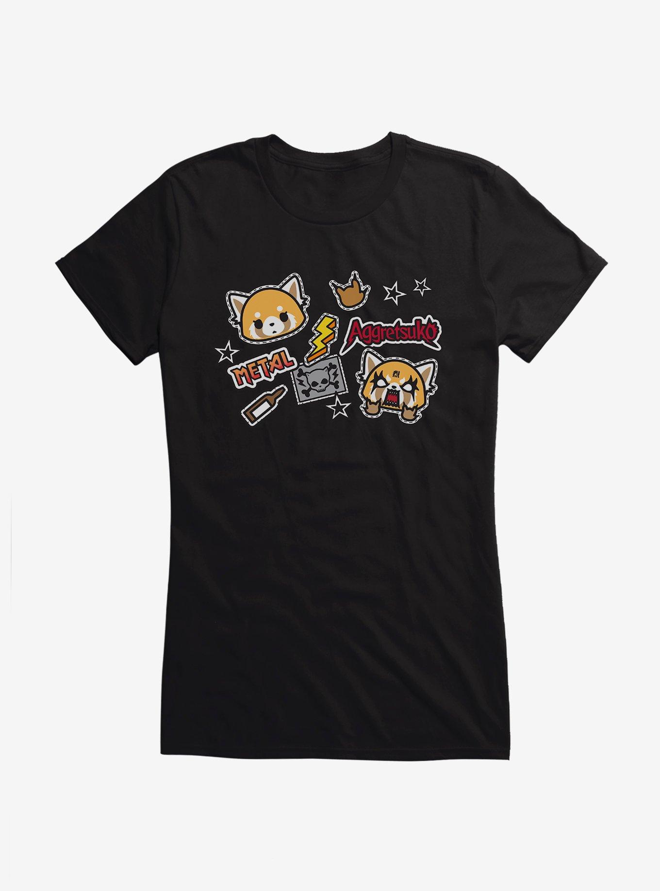 Aggretsuko Metal Gig Stickers Girls T-Shirt