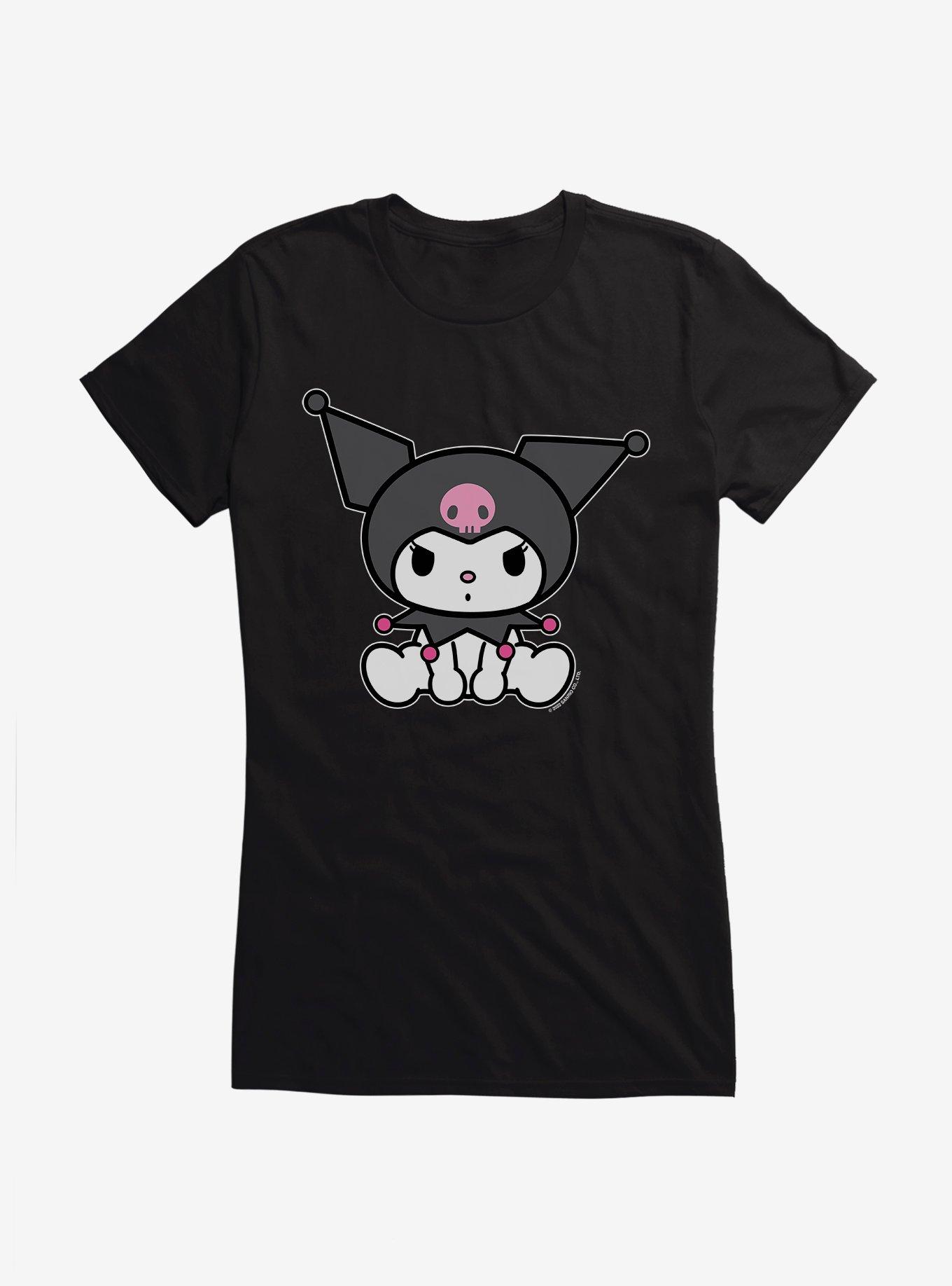 Kuromi Sitting Girls T-Shirt, BLACK, hi-res
