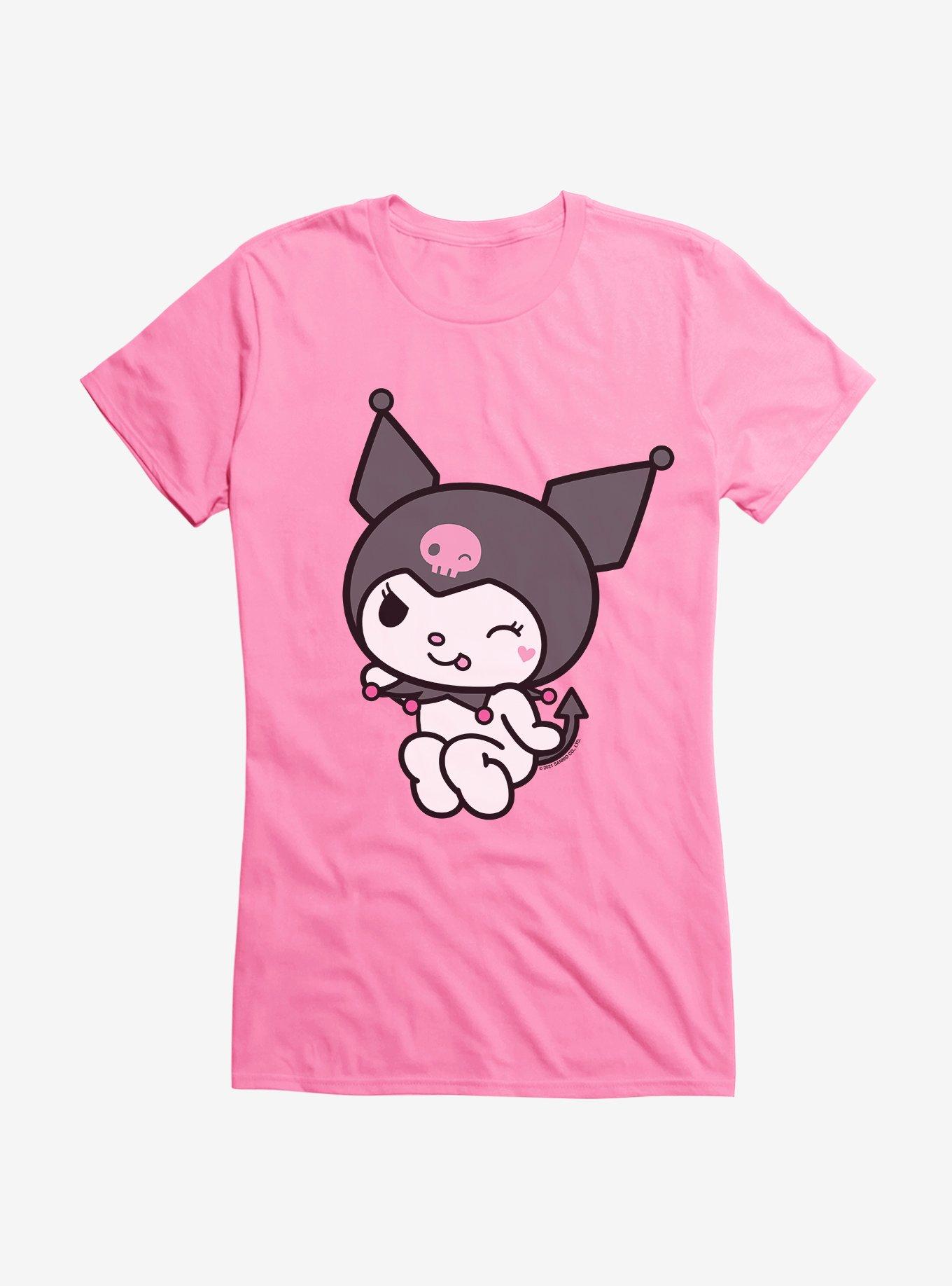 Kuromi Flirty Wink Girls T-Shirt, AZAELEA PINK, hi-res