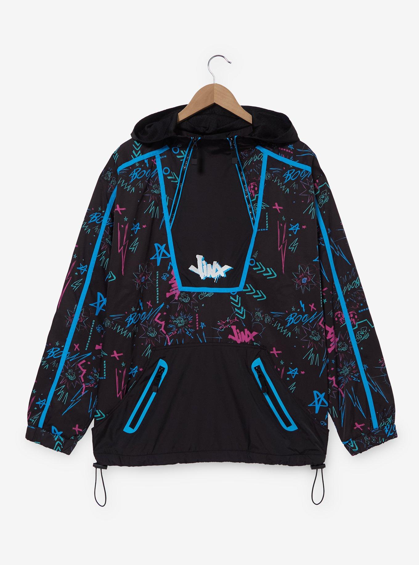 Arcane Jinx Graffiti Allover Print Windbreaker - BoxLunch Exclusive, , hi-res