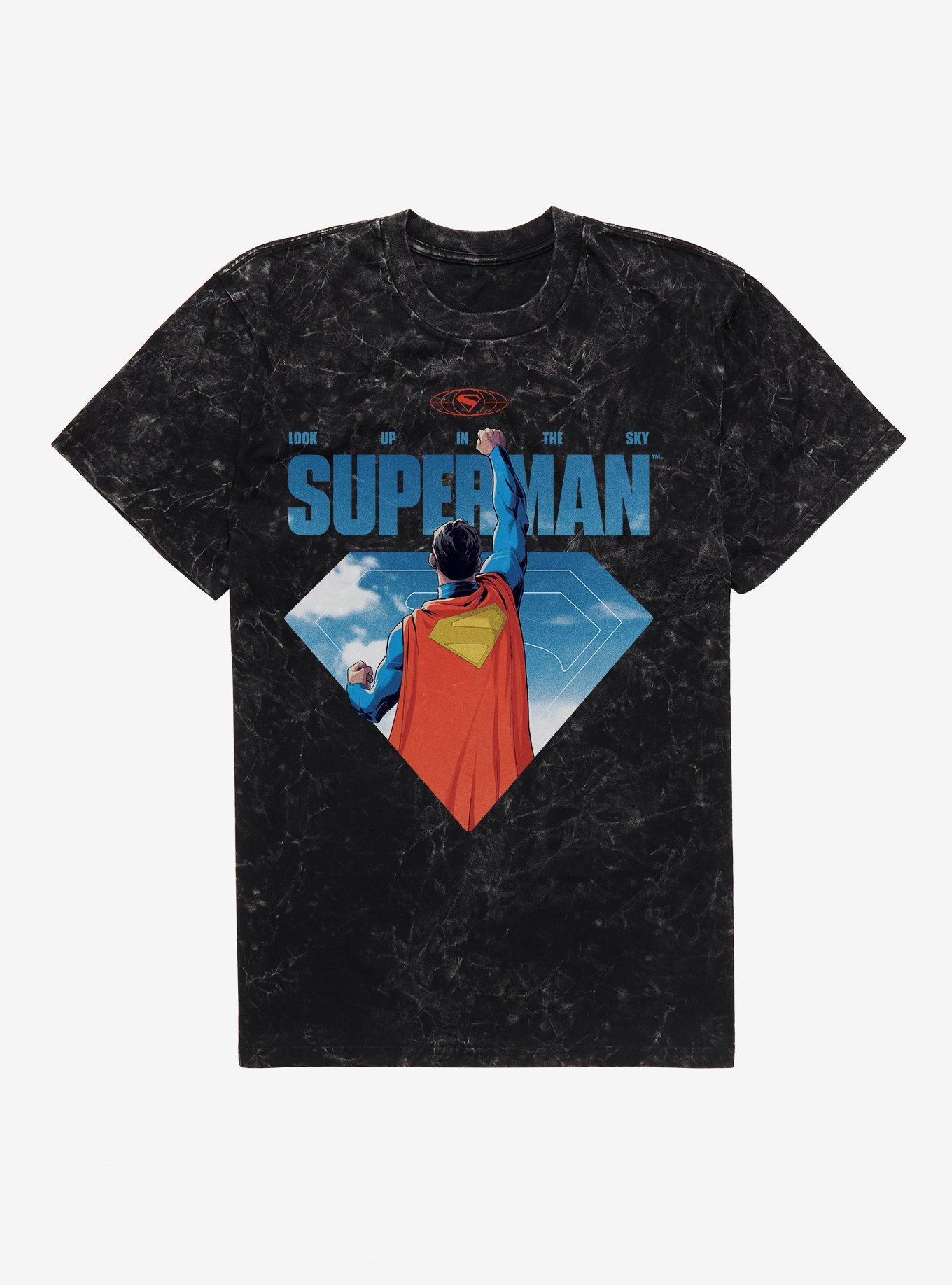 DC Comics Superman Look Up Animation Mineral Wash T-Shirt, BLACK MINERAL WASH, hi-res