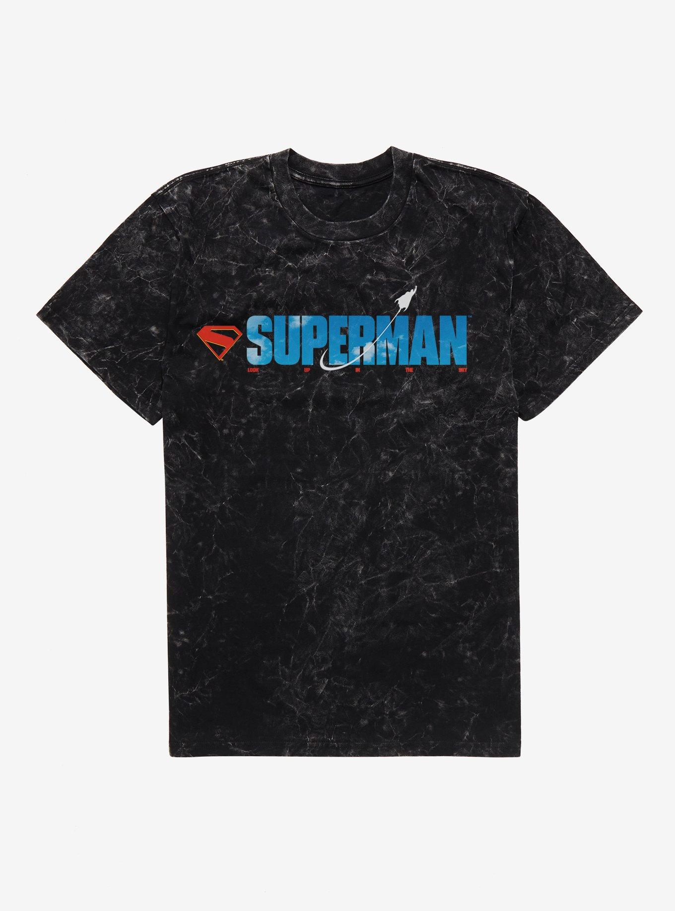 DC Comics Superman Look Up In The Sky Mineral Wash T-Shirt, BLACK MINERAL WASH, hi-res