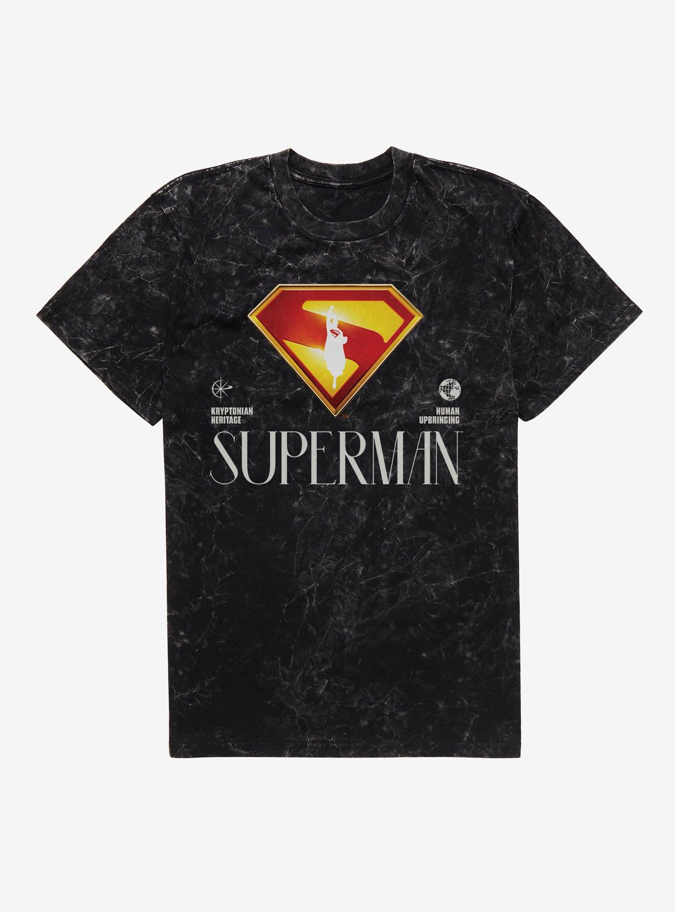 DC Comics Superman Human Upbringing Mineral Wash T-Shirt, BLACK MINERAL WASH, hi-res