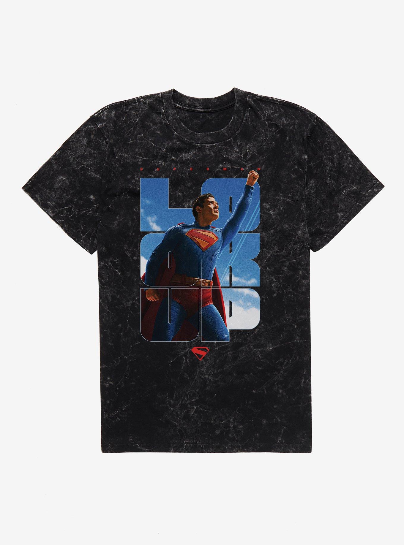 DC Comics Superman Look Up Mineral Wash T-Shirt, BLACK MINERAL WASH, hi-res