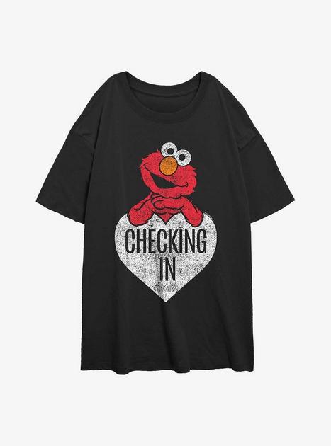Sesame Street Checking In Elmo Girls Oversized T-Shirt - BLACK | Hot Topic
