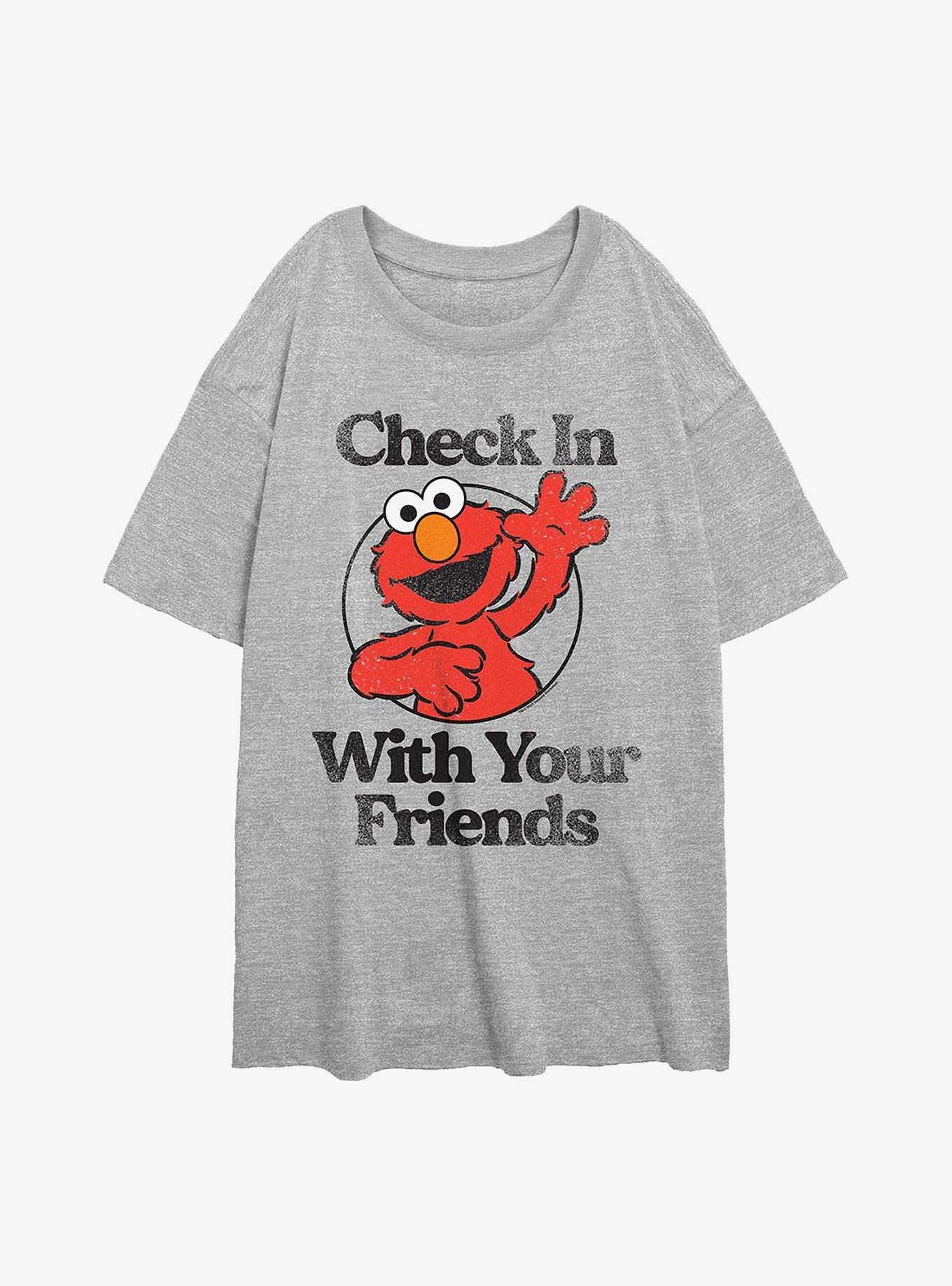 Sesame Street Check In With Your Friends Girls Oversized T-Shirt, ATH HTR, hi-res