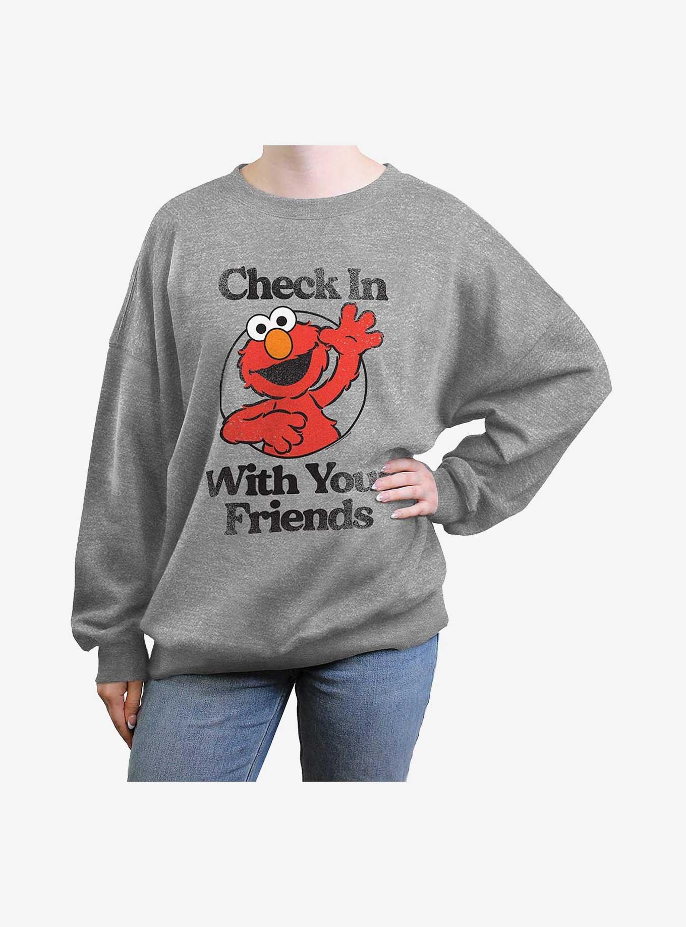 Sesame Street Check In With Your Friends Girls Oversized Sweatshirt