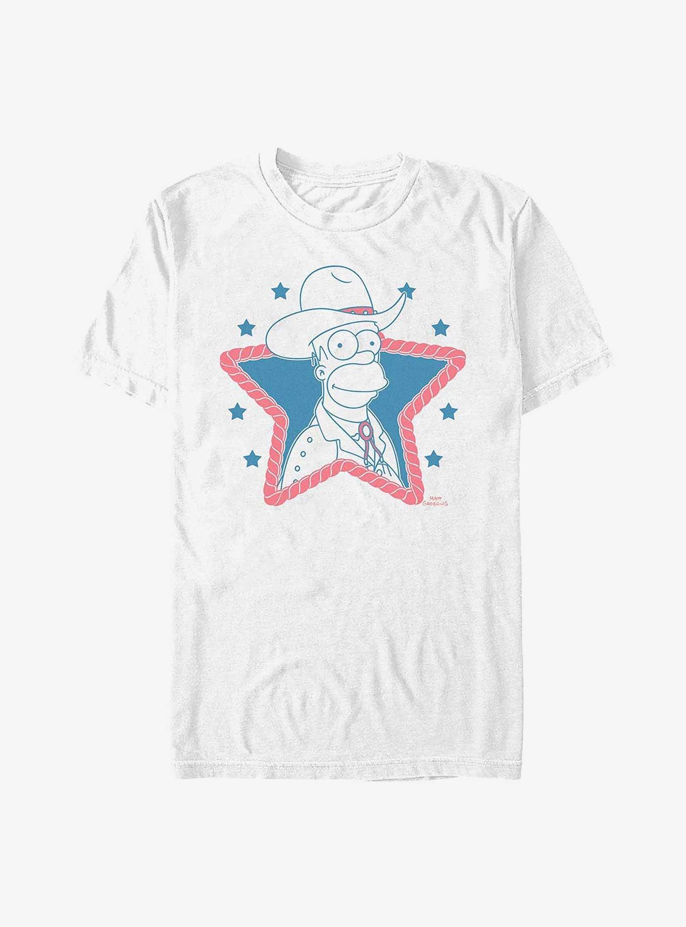 The Simpsons Western Star Homer T-Shirt, WHITE, hi-res