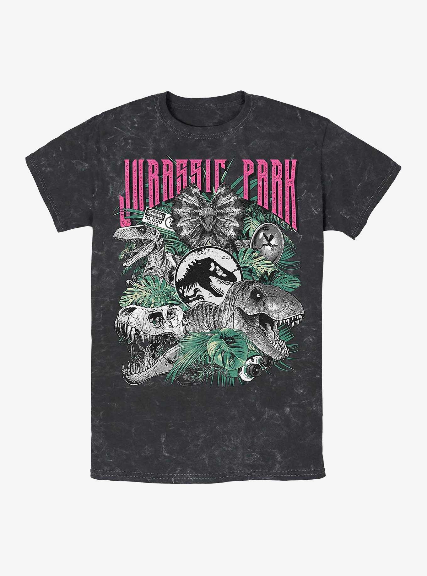 Jurassic Park Iconic Dinosaurs Mineral Wash T-Shirt, BLACK, hi-res