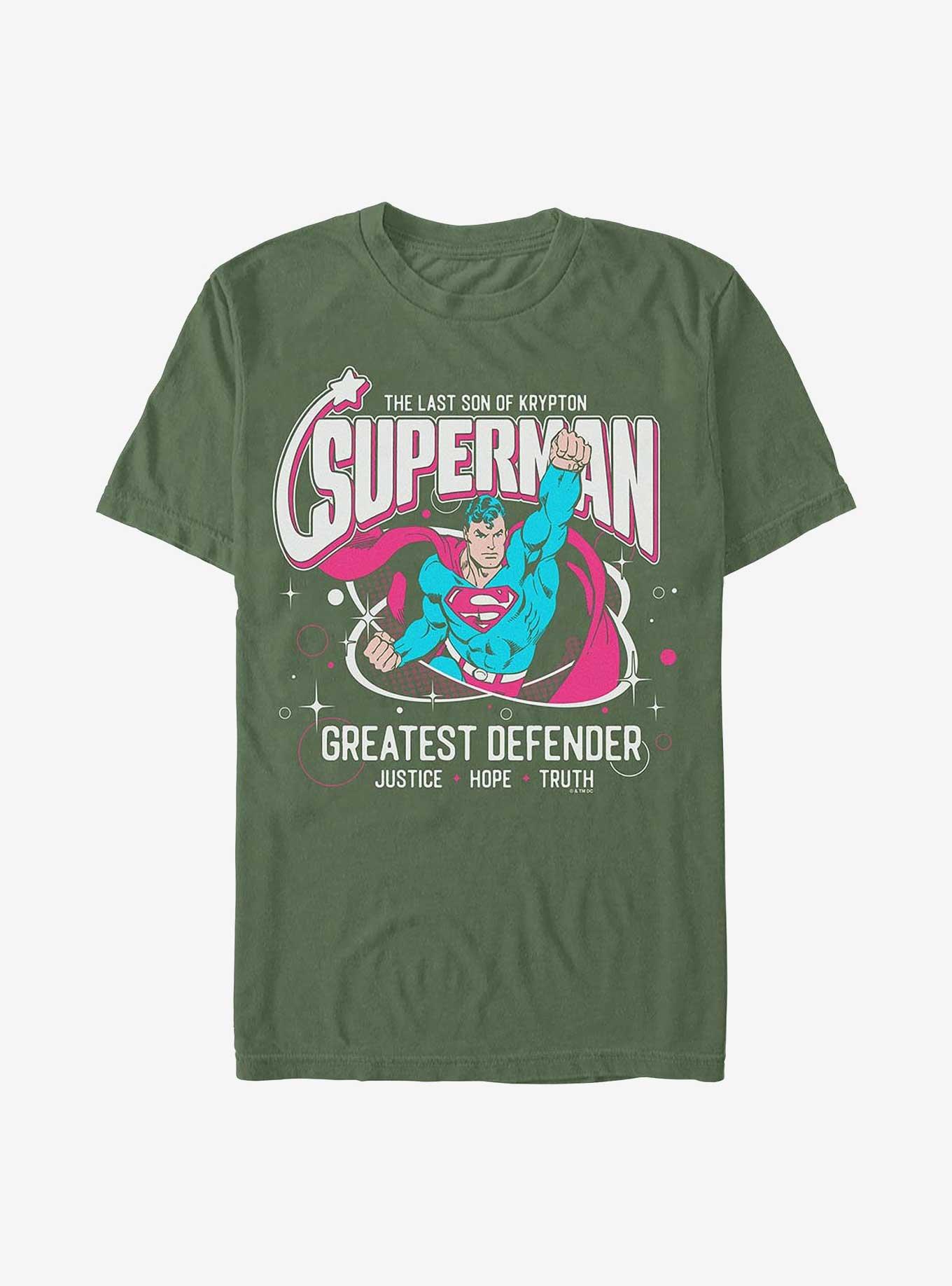 DC Comics Superman Greatest Defender Garment Dye T-Shirt Hot Topic Exclusive, MOSS, hi-res