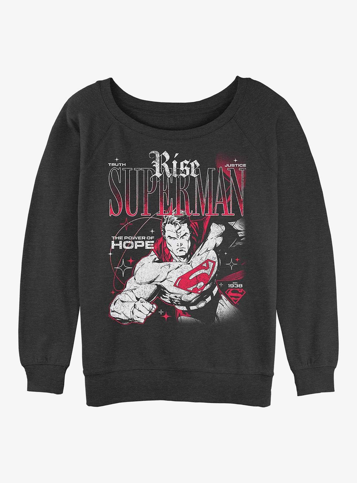 DC Comics Superman Rise Truth Justice Hope Girls Slouchy Sweatshirt Hot Topic Exclusive, , hi-res