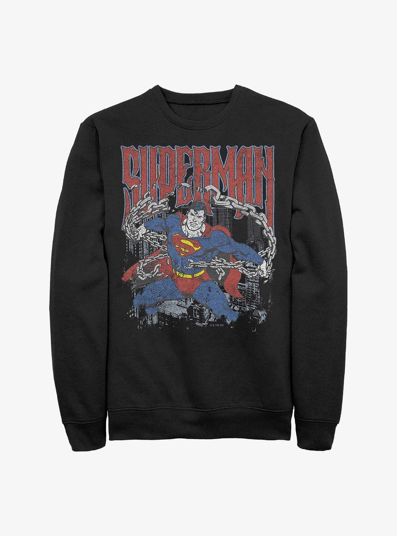 DC Comics Superman Unchained Sweatshirt Hot Topic Exclusive, BLACK, hi-res