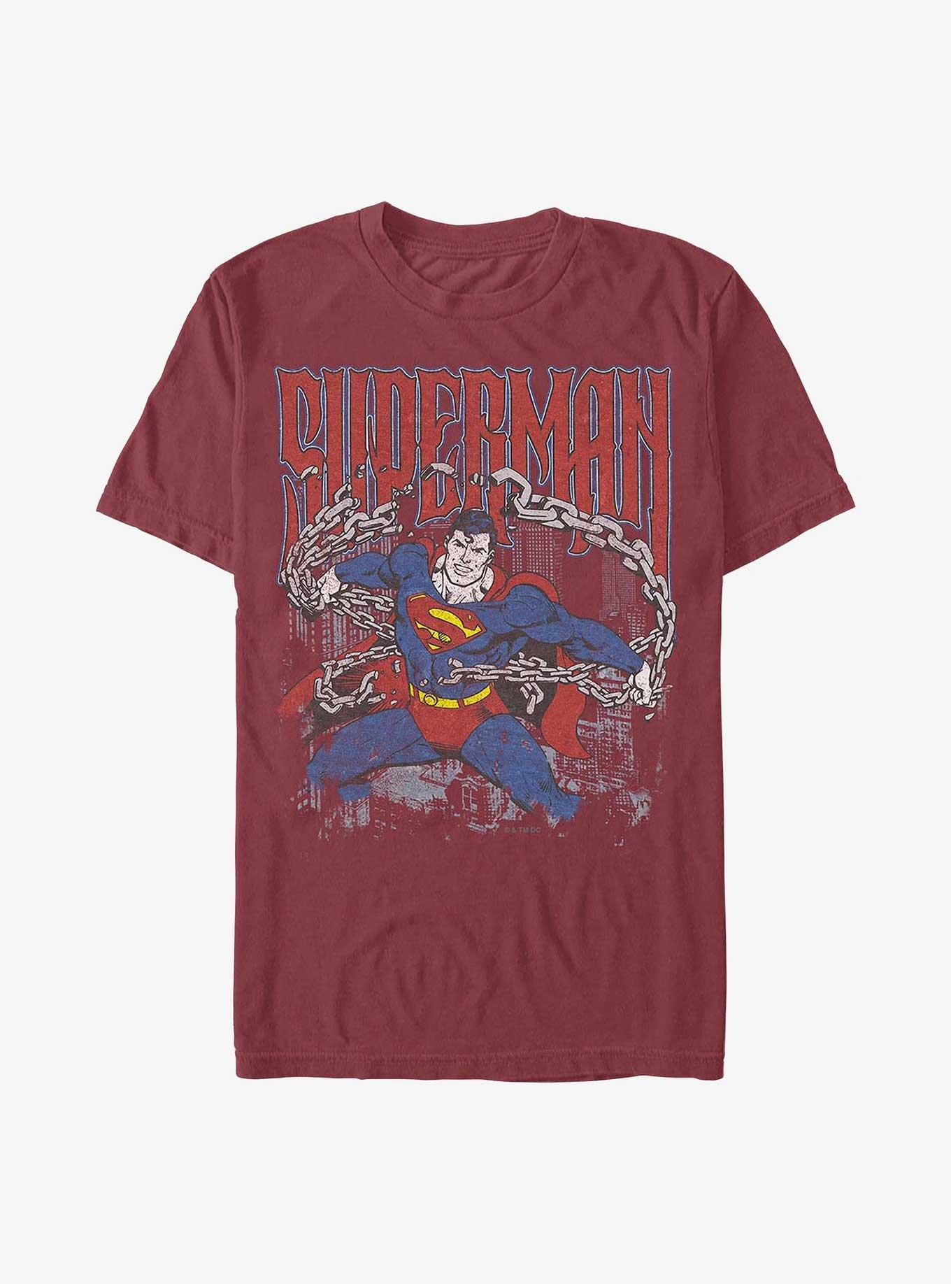 DC Comics Superman Unchained Garment Dye T-Shirt Hot Topic Web Exclusive, BRICK, hi-res