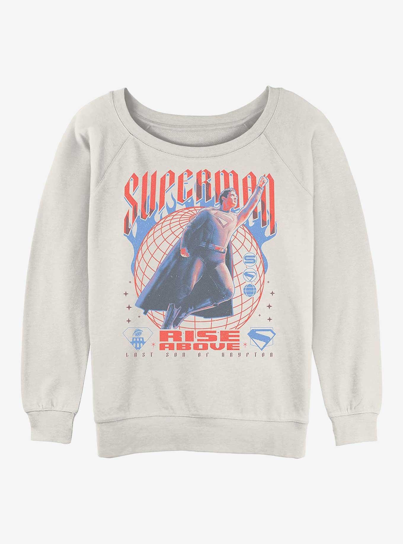 DC Comics Superman Rise Above Girls Slouchy Sweatshirt Hot Topic Web Exclusive, EGRET, hi-res