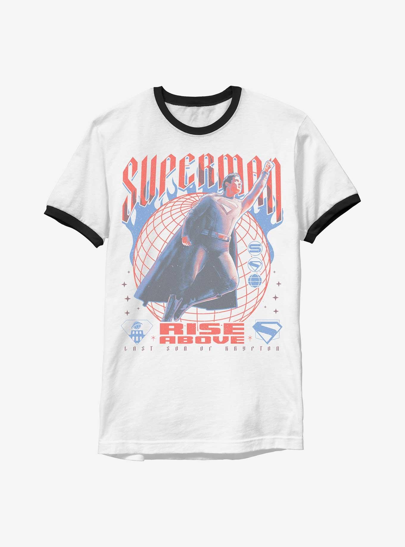 DC Comics Superman Rise Above Ringer T-Shirt Hot Topic Exclusive, WHTBLK, hi-res
