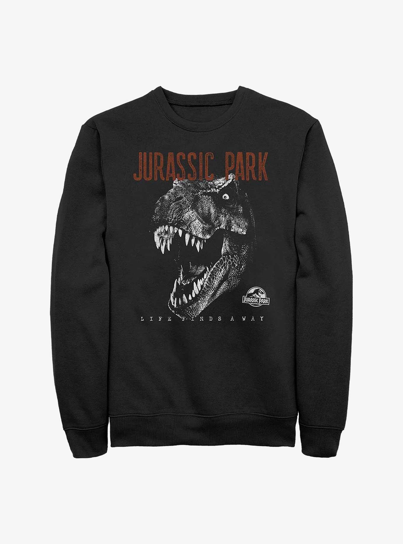 Jurassic Park T-Rex Life Finds A Way Sweatshirt, BLACK, hi-res