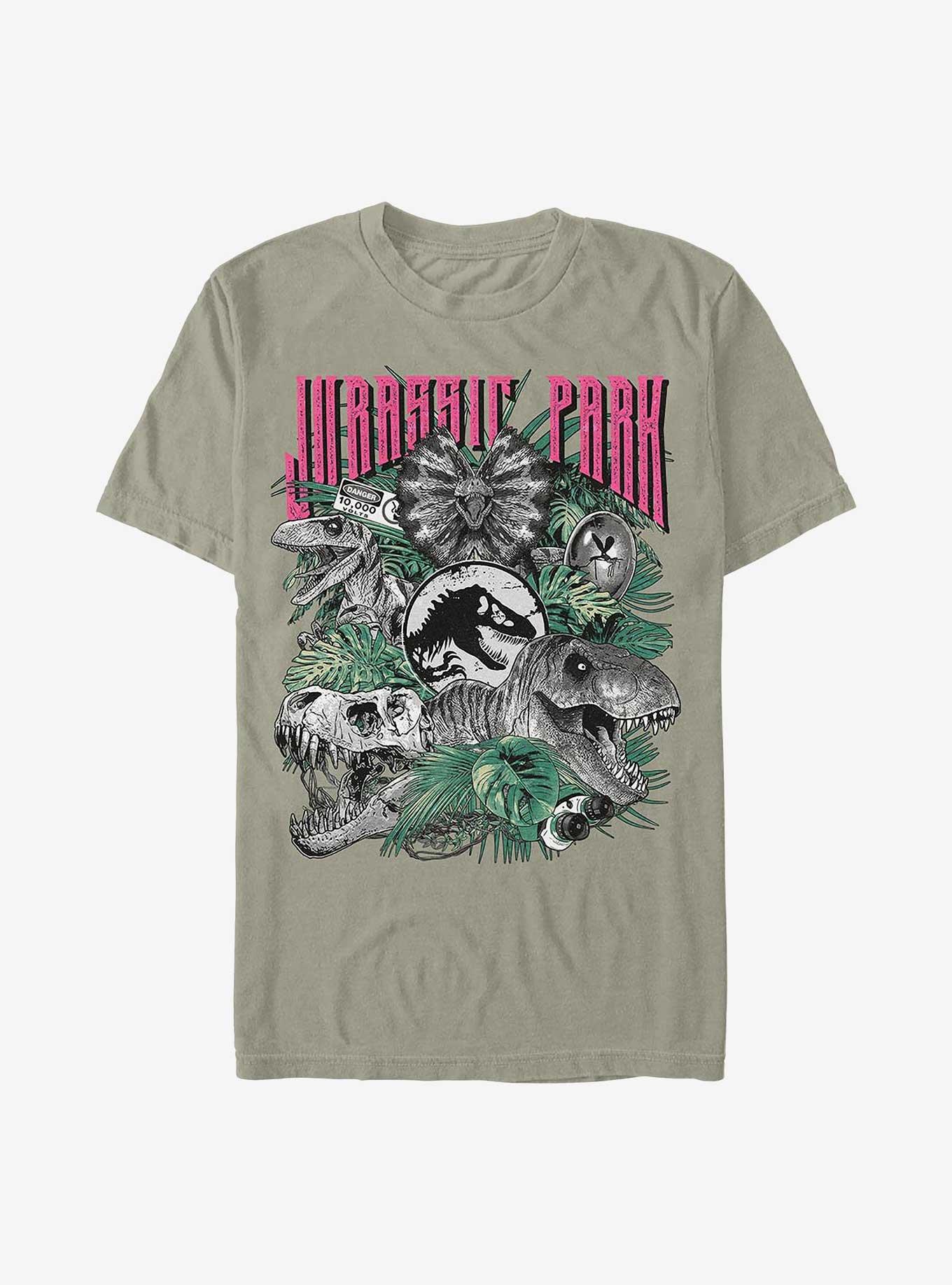 Jurassic Park Iconic Dinosaurs Garment Dye T-Shirt Hot Topic Exclusive, , hi-res