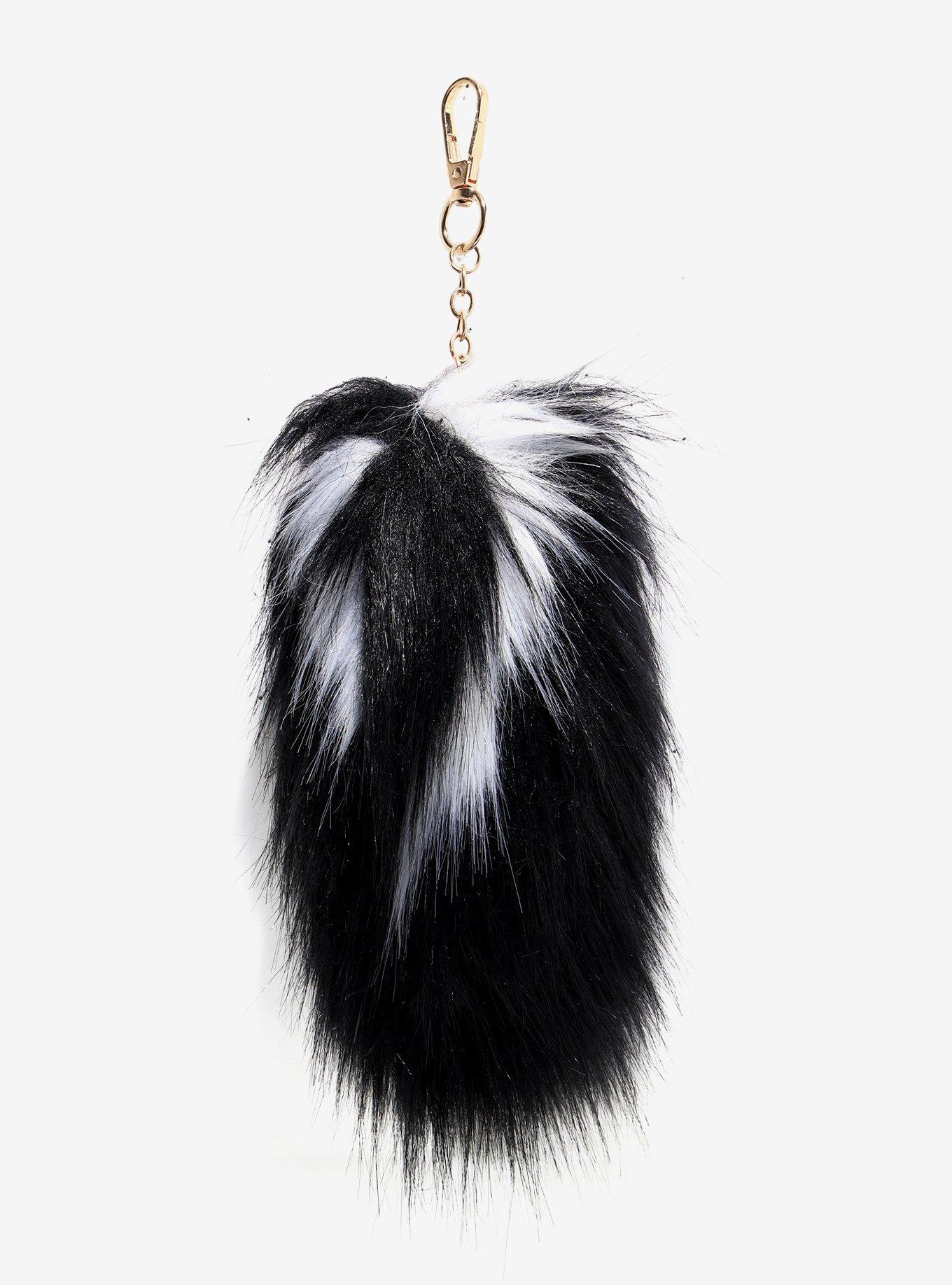 Faux Fur Skunk Tail Key Chain, , hi-res