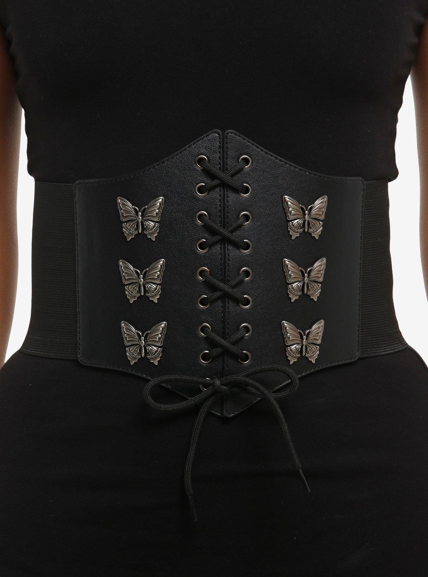 Butterfly Charm Lace-Up Corset Belt, , hi-res