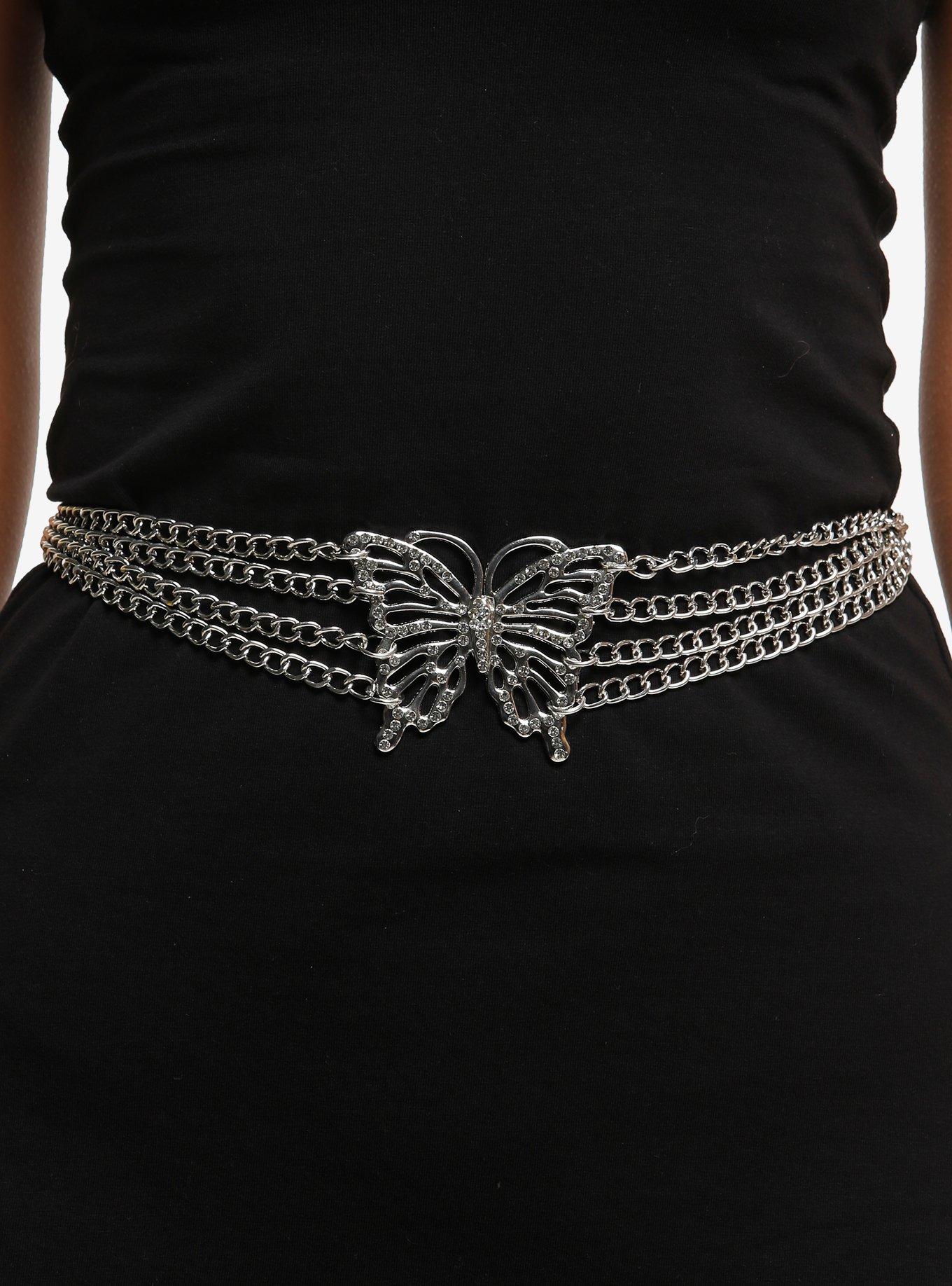 Silver Bling Butterfly Chain Belt | Hot Topic