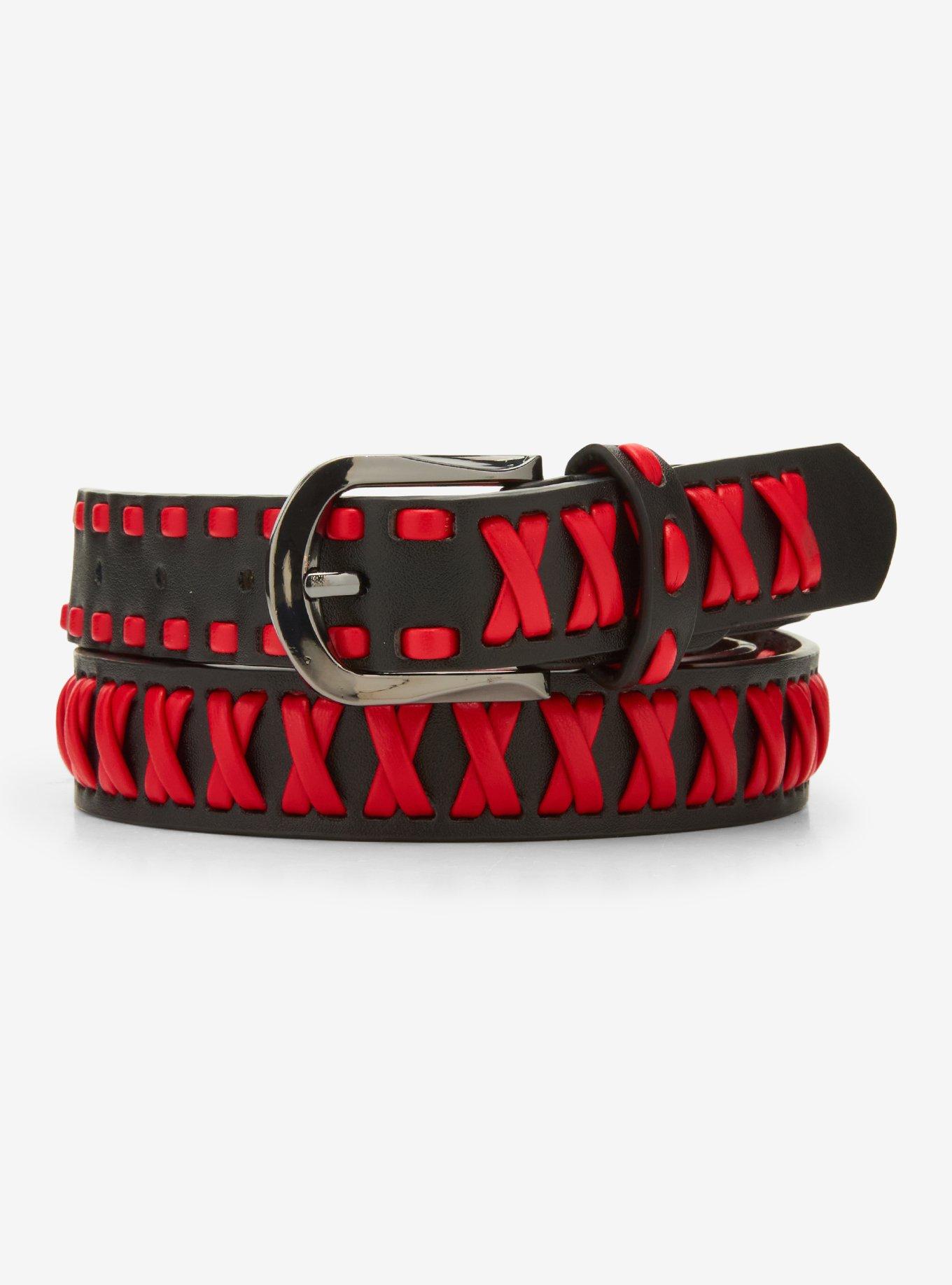 Black & Red Crisscross Belt, , hi-res