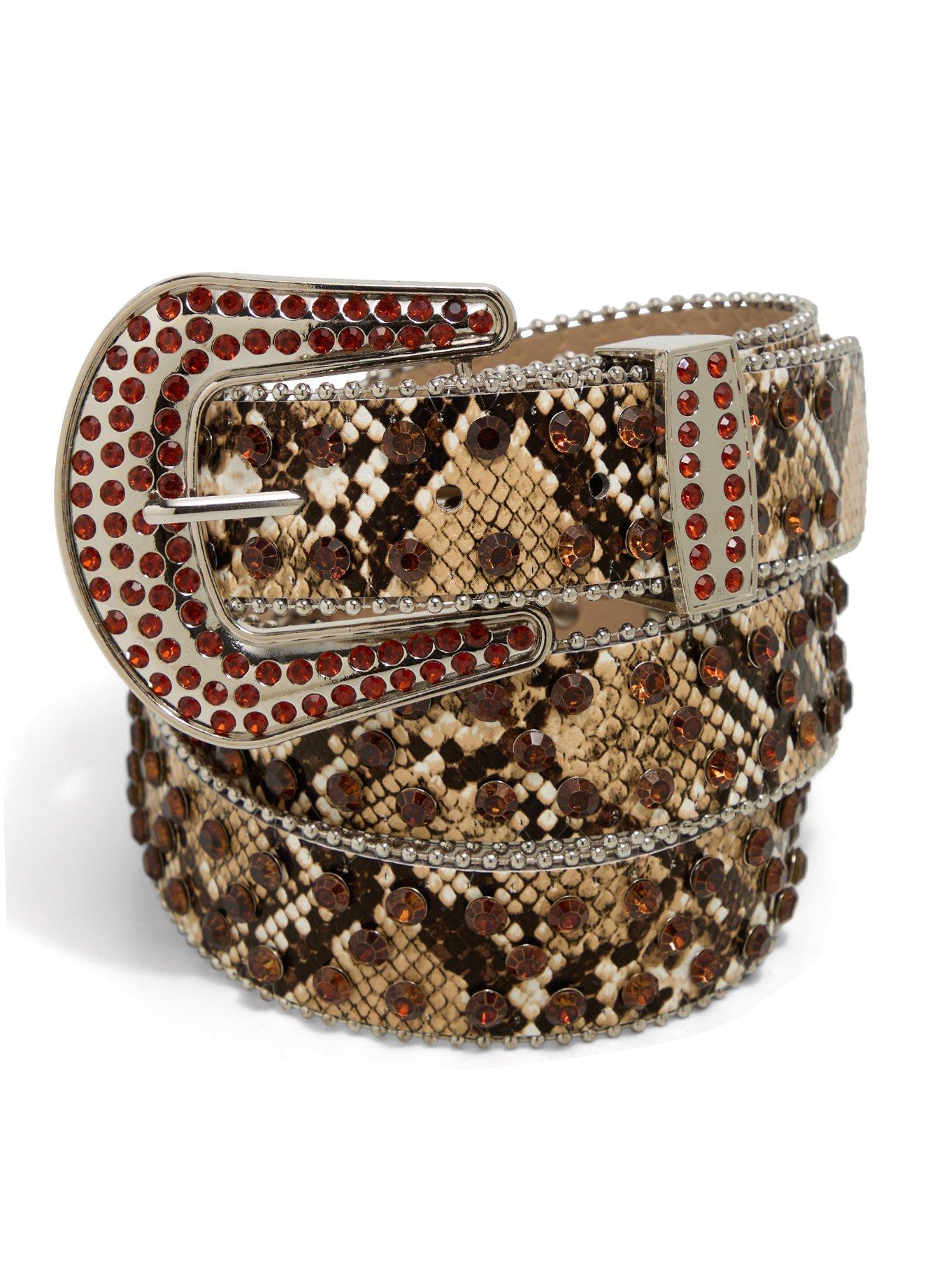 Snakeskin Rhinestone Belt, , hi-res