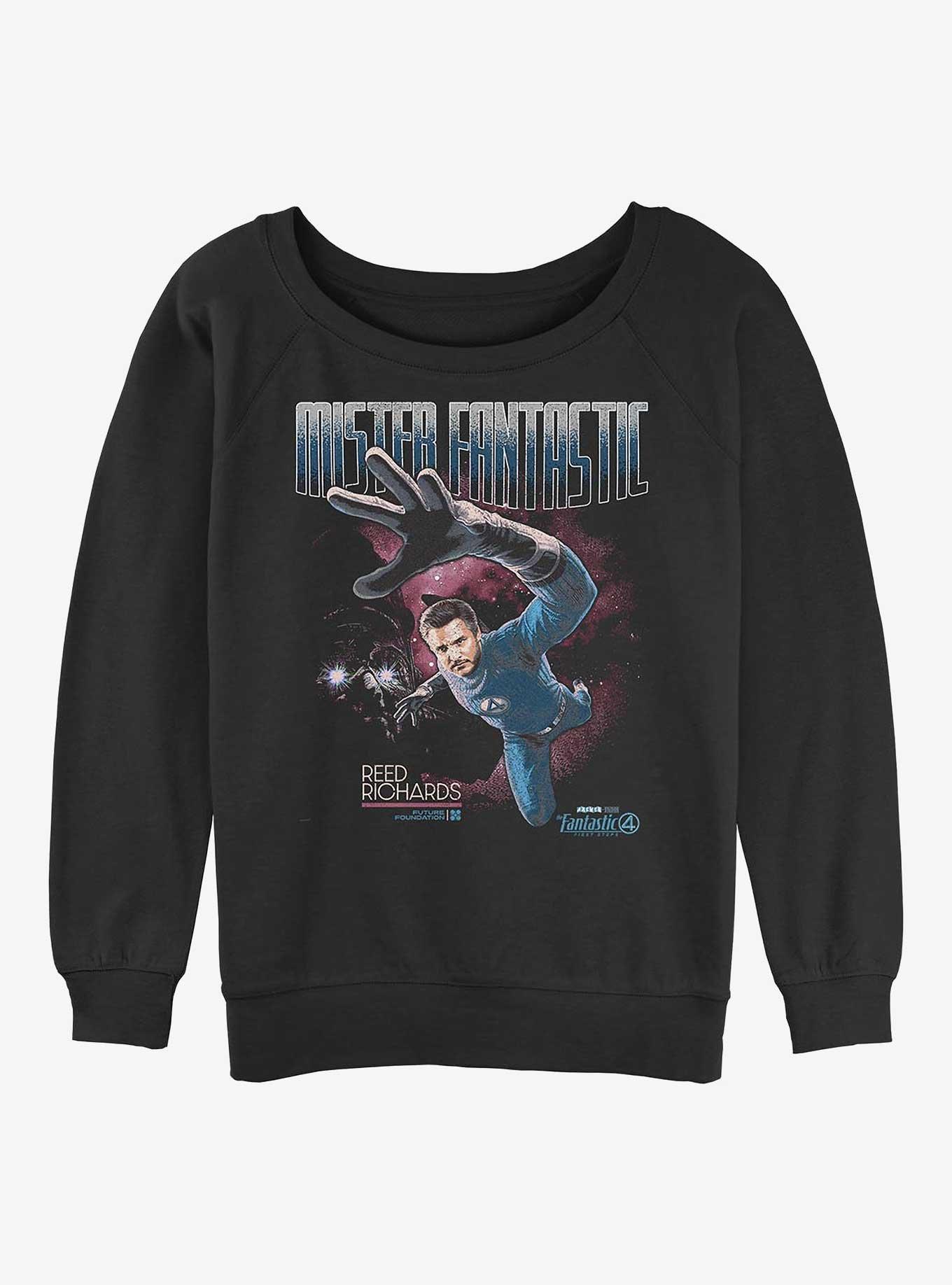 Marvel The Fantastic Four: First Steps Beyond Limits Girls Slouchy Sweatshirt Hot Topic Exclusive, BLACK, hi-res
