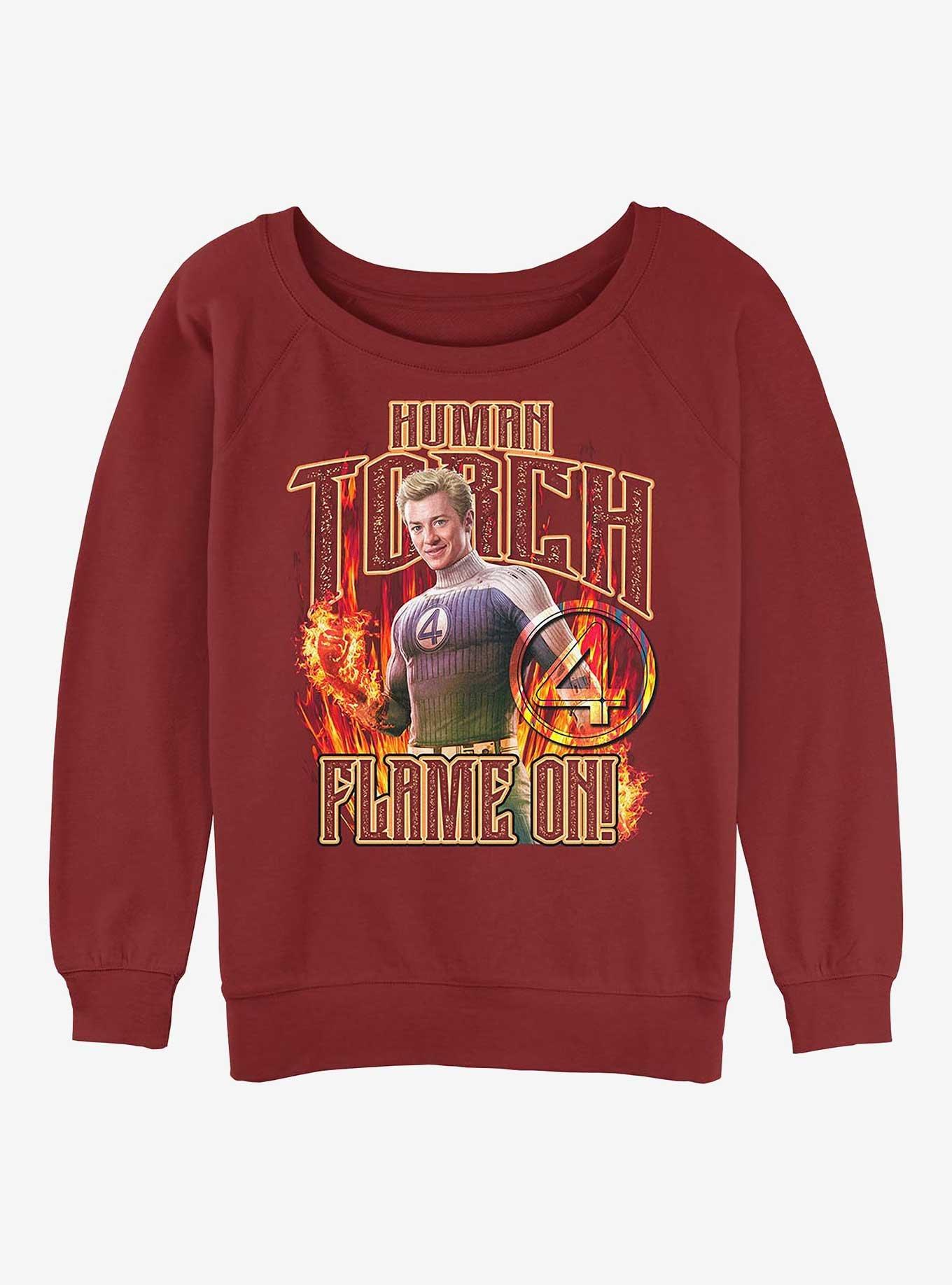 Marvel The Fantastic Four: First Steps Torch Flames Girls Slouchy Sweatshirt Hot Topic Exclusive, , hi-res