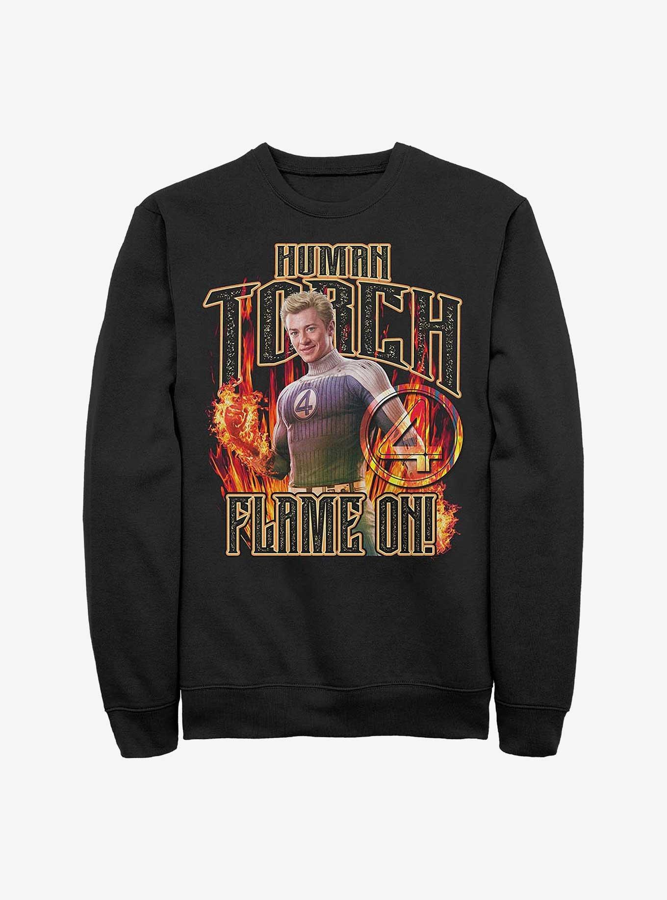 Marvel The Fantastic Four: First Steps Torch Flames Sweatshirt Hot Topic Web Exclusive, , hi-res