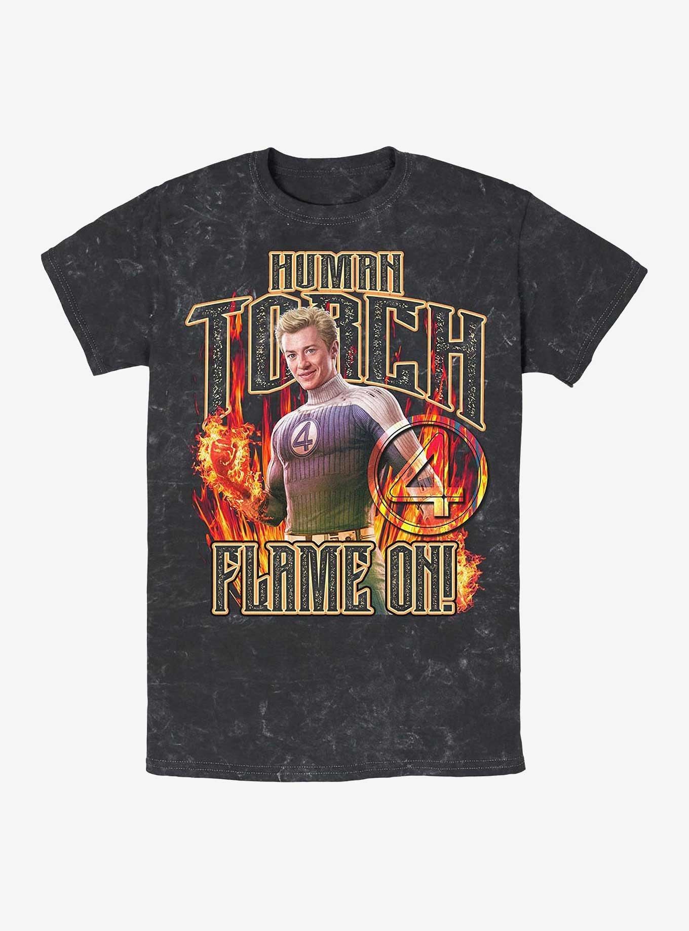 Marvel The Fantastic Four: First Steps Torch Flames Mineral Wash T-Shirt Hot Topic Web Exclusive, , hi-res