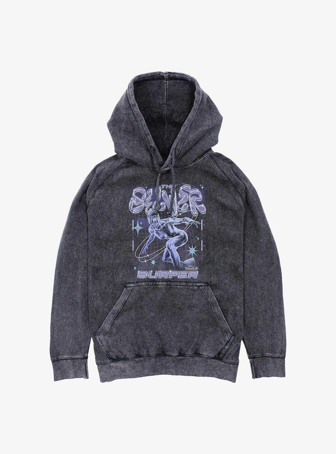 Marvel The Fantastic Four: First Steps Silver Surfer Mineral Wash Hoodie Hot Topic Exclusive