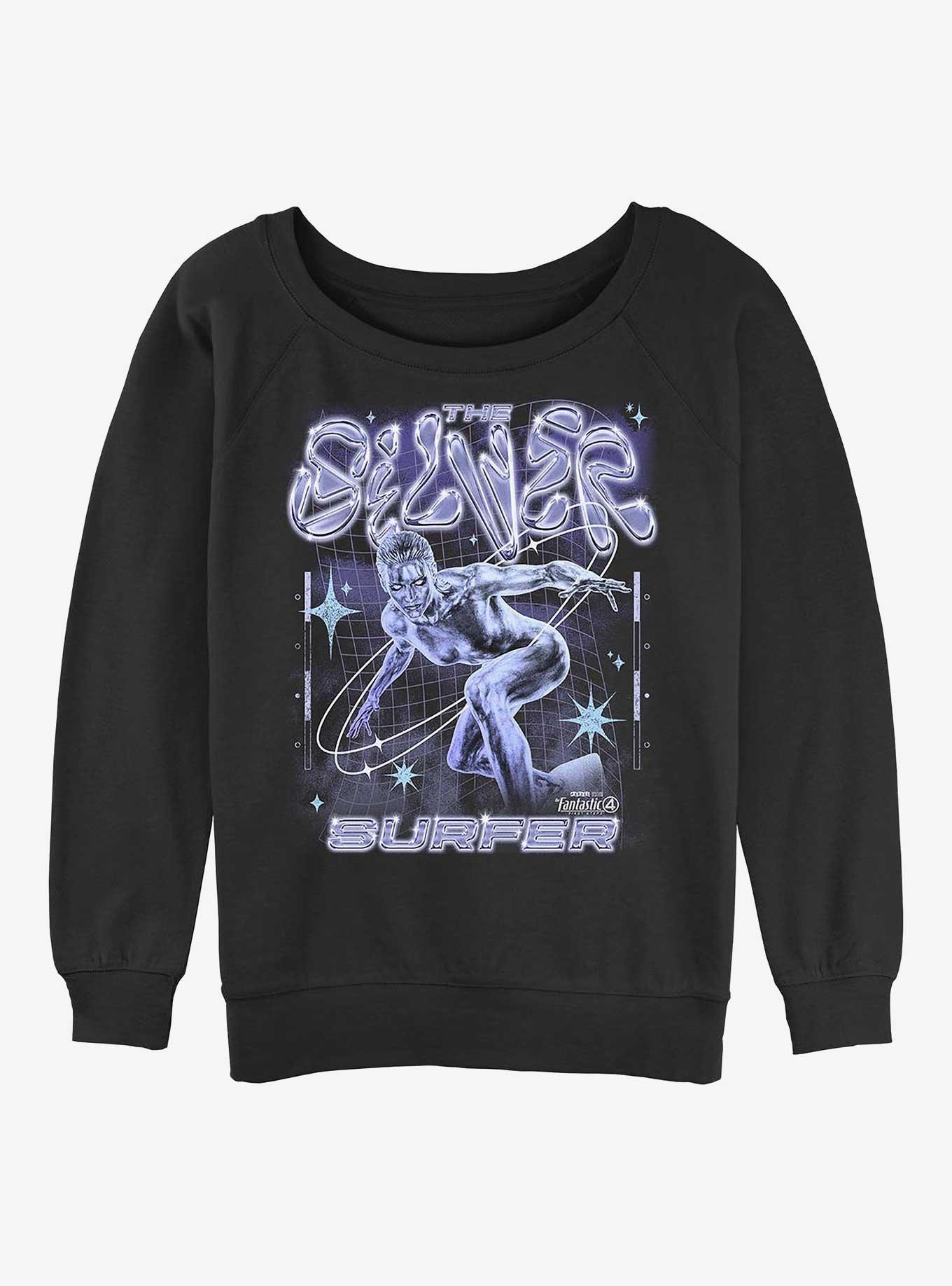 Marvel The Fantastic Four: First Steps Silver Surfer Chrome Shine Girls Slouchy Sweatshirt Hot Topic Web Exclusive, , hi-res