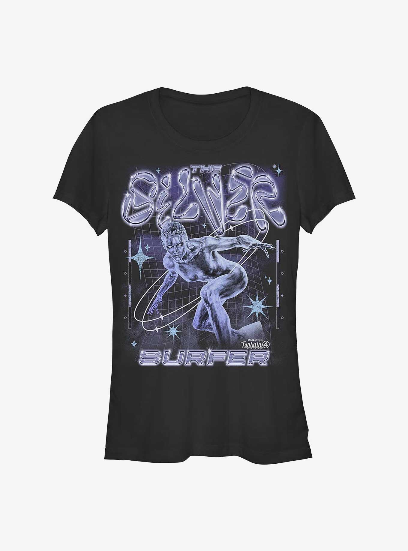 Marvel The Fantastic Four: First Steps Silver Surfer Girls T-Shirt Hot Topic Exclusive, BLACK, hi-res