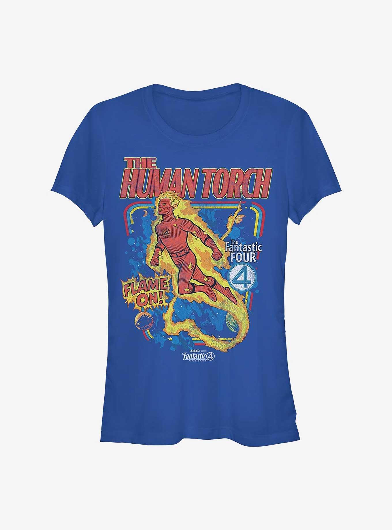 Marvel The Fantastic Four: First Steps Blazing Storm Girls T-Shirt Hot Topic Web Exclusive, ROYAL, hi-res