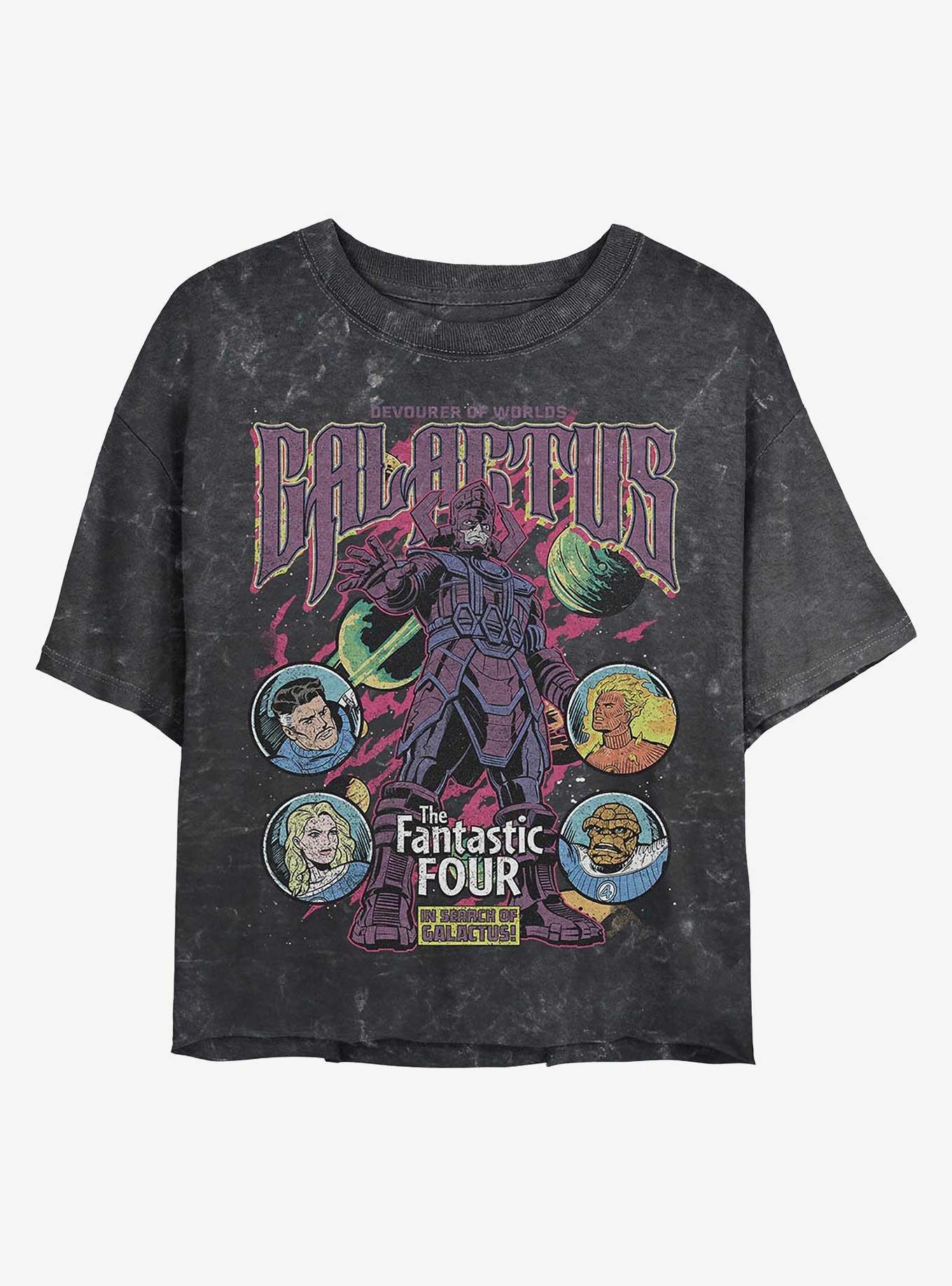Marvel The Fantastic Four: First Steps Galactus Rules Girls Mineral Wash Crop T-Shirt Hot Topic Web Exclusive, BLACK, hi-res