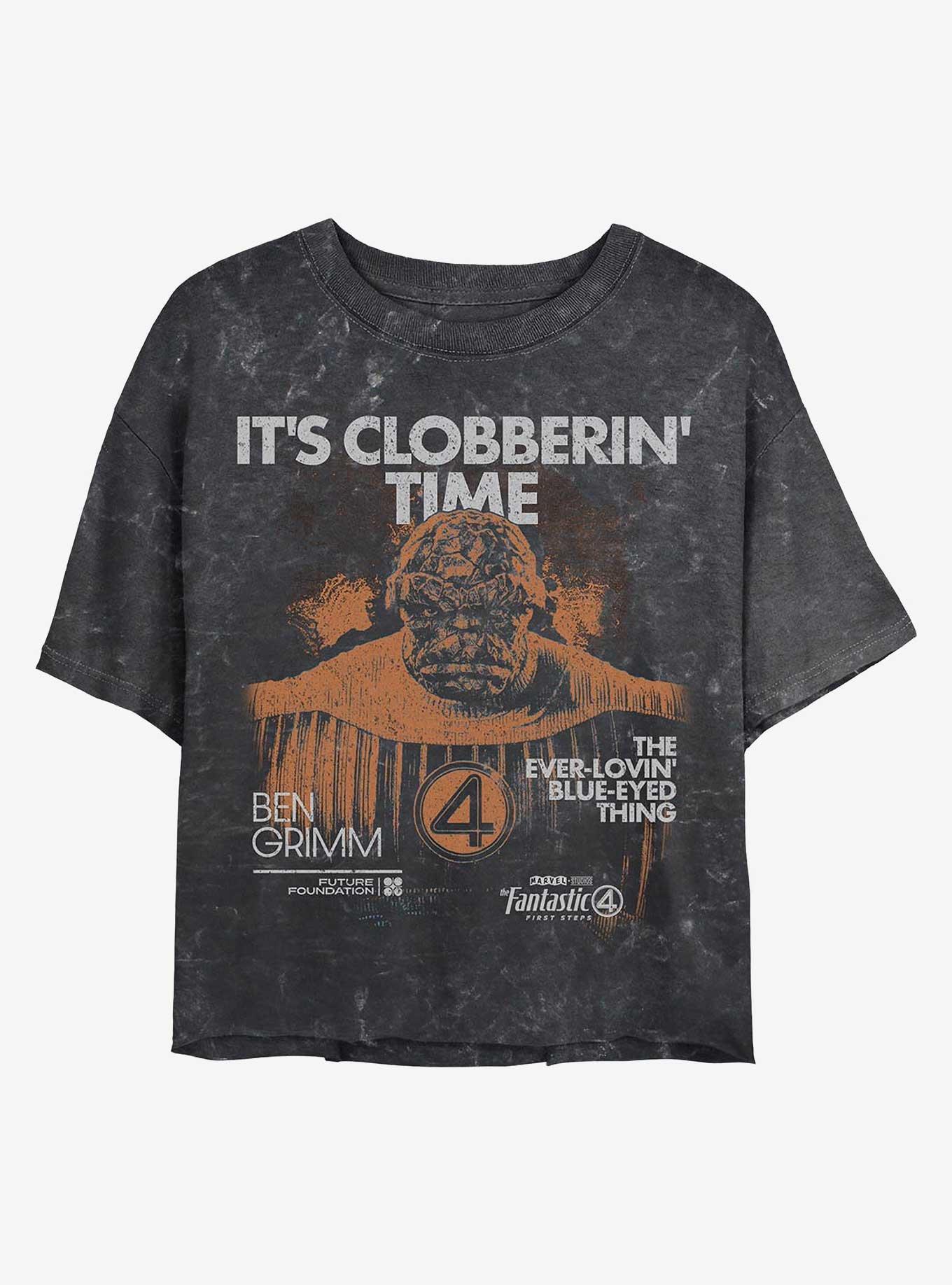 Marvel The Fantastic Four: First Steps Thing Grunge Girls Mineral Wash Crop T-Shirt Hot Topic Exclusive, , hi-res