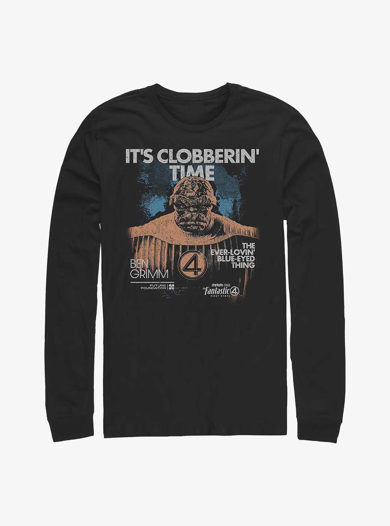 Marvel The Fantastic Four: First Steps Thing Grunge Long-Sleeve T-Shirt Hot Topic Exclusive, BLACK, hi-res