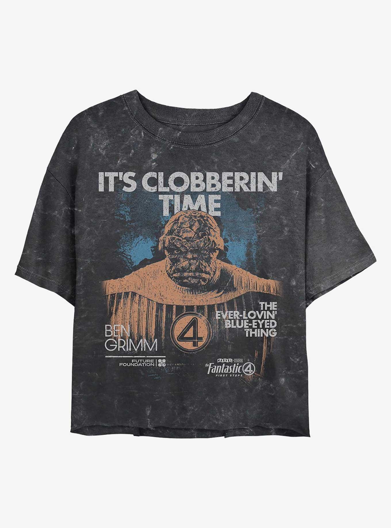 Marvel The Fantastic Four: First Steps Thing Grunge Girls Mineral Wash Crop T-Shirt Hot Topic Exclusive, , hi-res