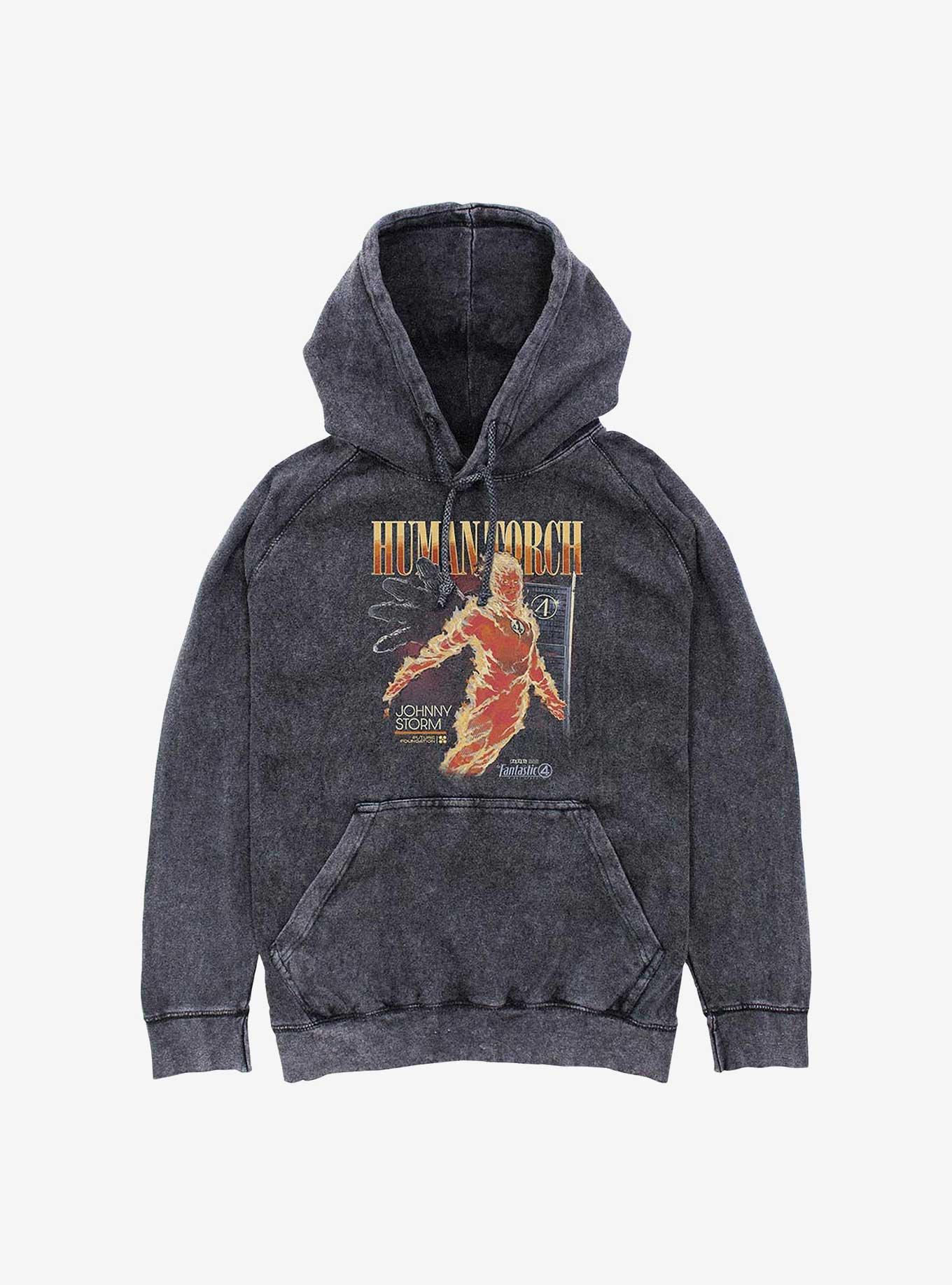 Marvel The Fantastic Four: First Steps Human Torch Mineral Wash Hoodie Hot Topic Exclusive, , hi-res