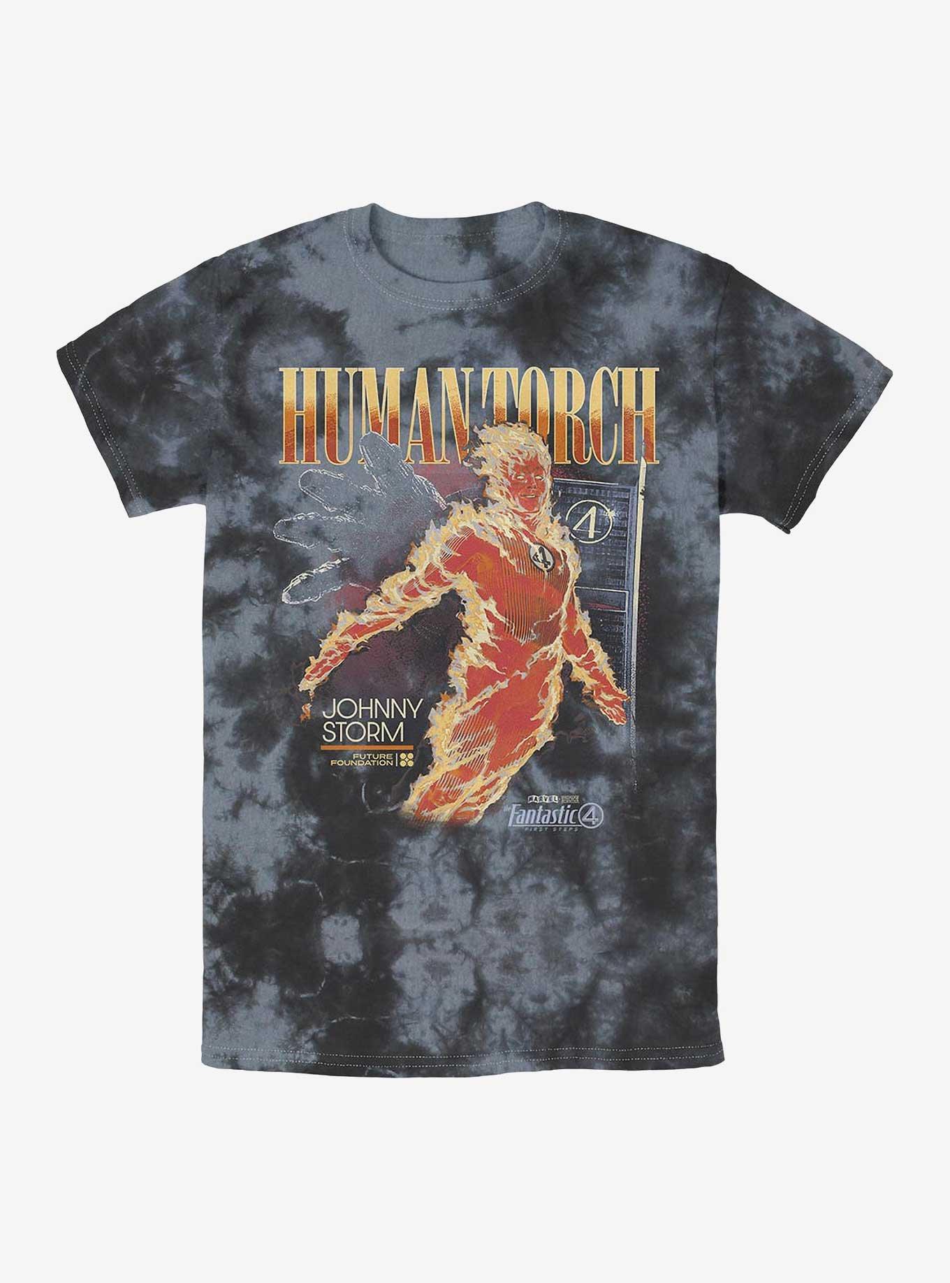 Marvel The Fantastic Four: First Steps Human Torch Tie-Dye T-Shirt Hot Topic Exclusive, BLKCHAR, hi-res