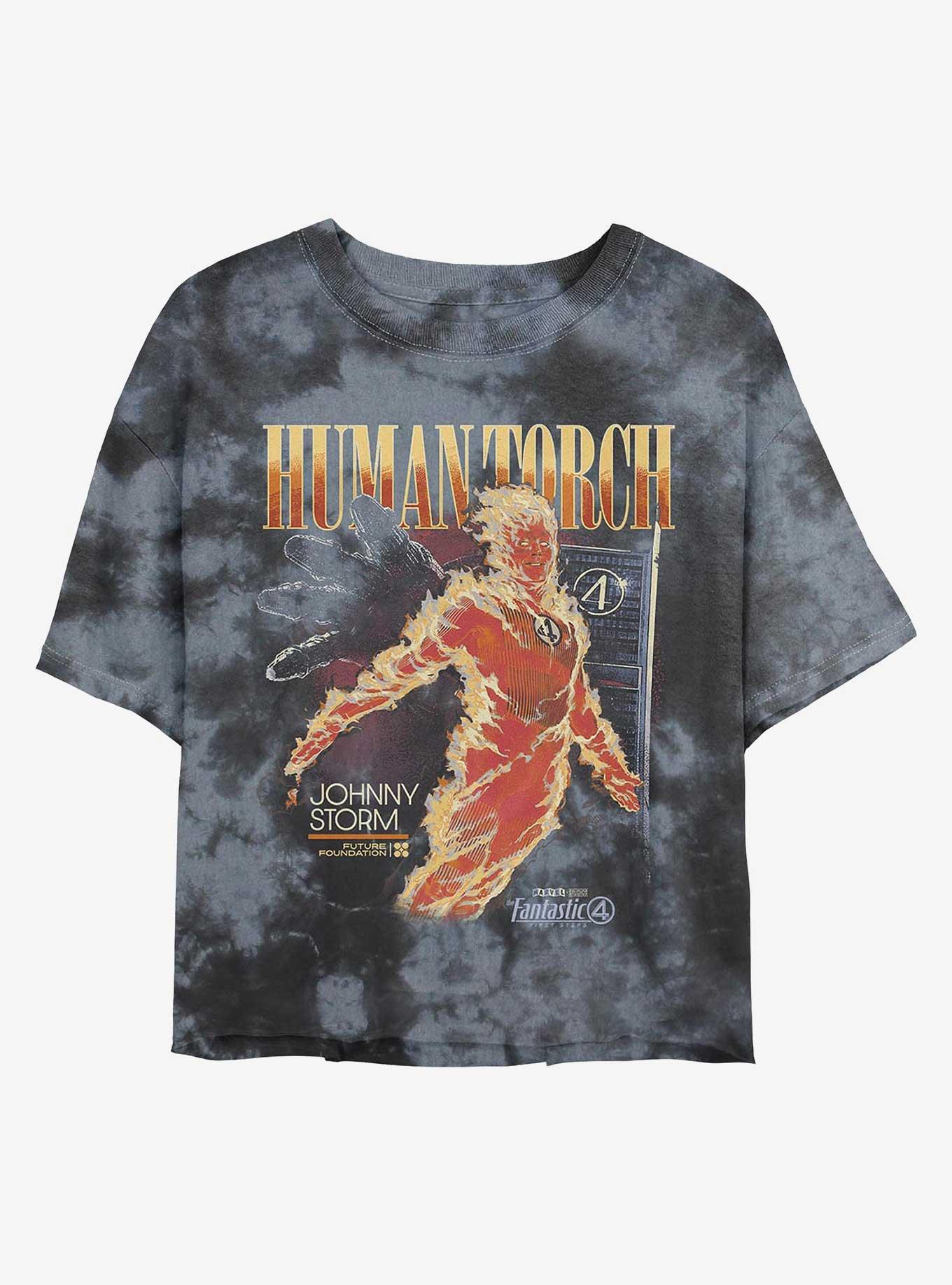 Marvel The Fantastic Four: First Steps Human Torch Girls Tie-Dye Crop T-Shirt Hot Topic Exclusive, , hi-res