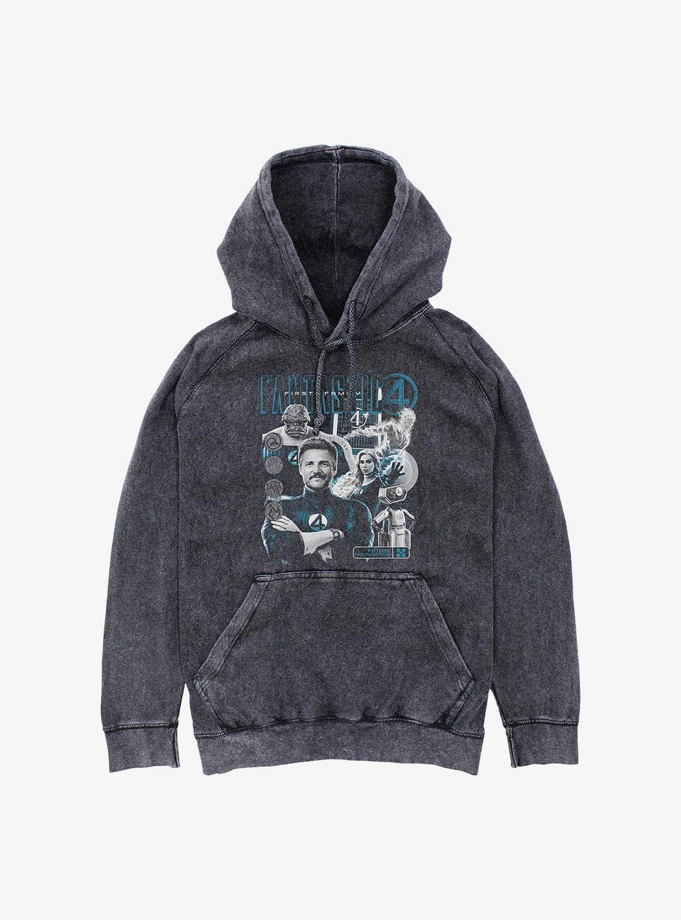 Marvel The Fantastic Four: First Steps Club Fantastic Mineral Wash Hoodie Hot Topic Web Exclusive, , hi-res