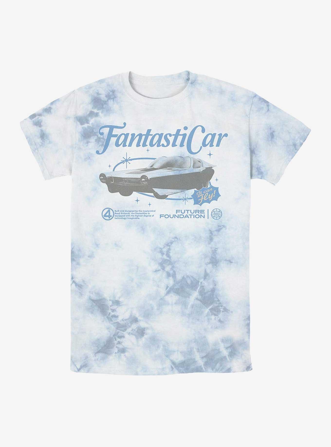Marvel The Fantastic Four: First Steps Fantastic Car Tie-Dye T-Shirt Hot Topic Web Exclusive, WHITEBLUE, hi-res