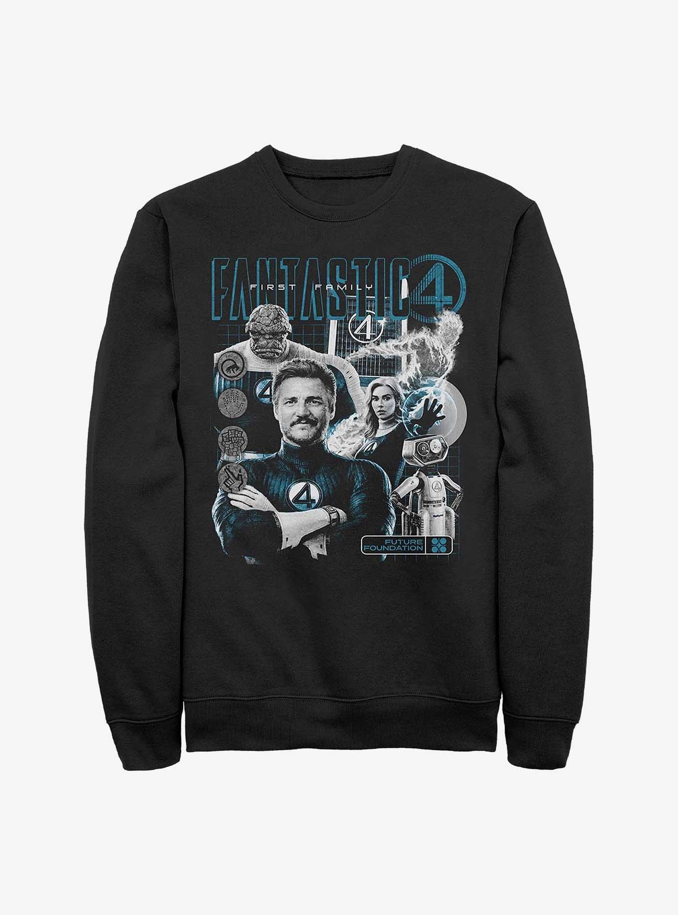 Marvel The Fantastic Four: First Steps Club Fantastic Sweatshirt Hot Topic Web Exclusive, BLACK, hi-res