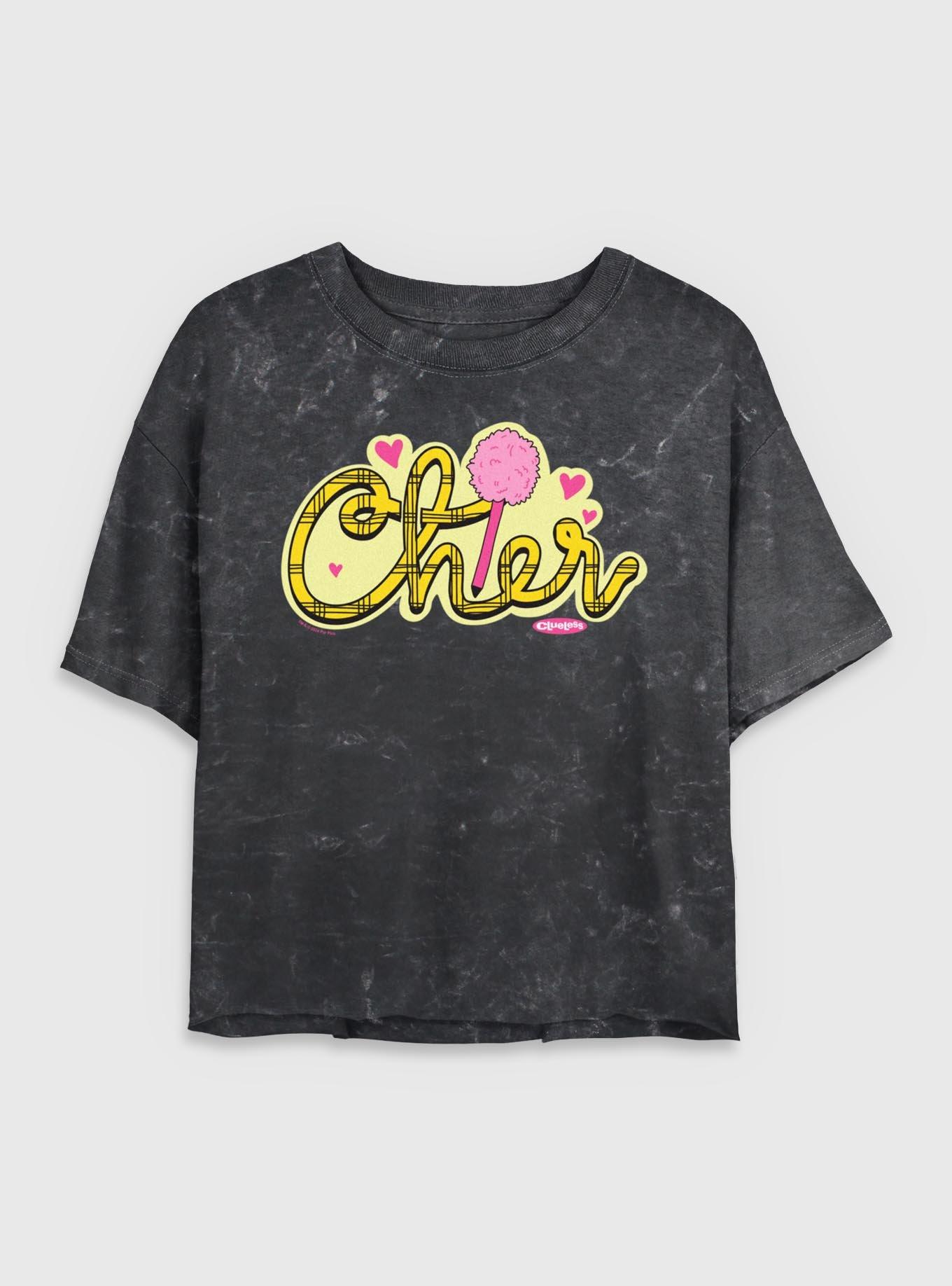 Clueless Cher Badge Mineral Wash Womens Crop T-Shirt, , hi-res